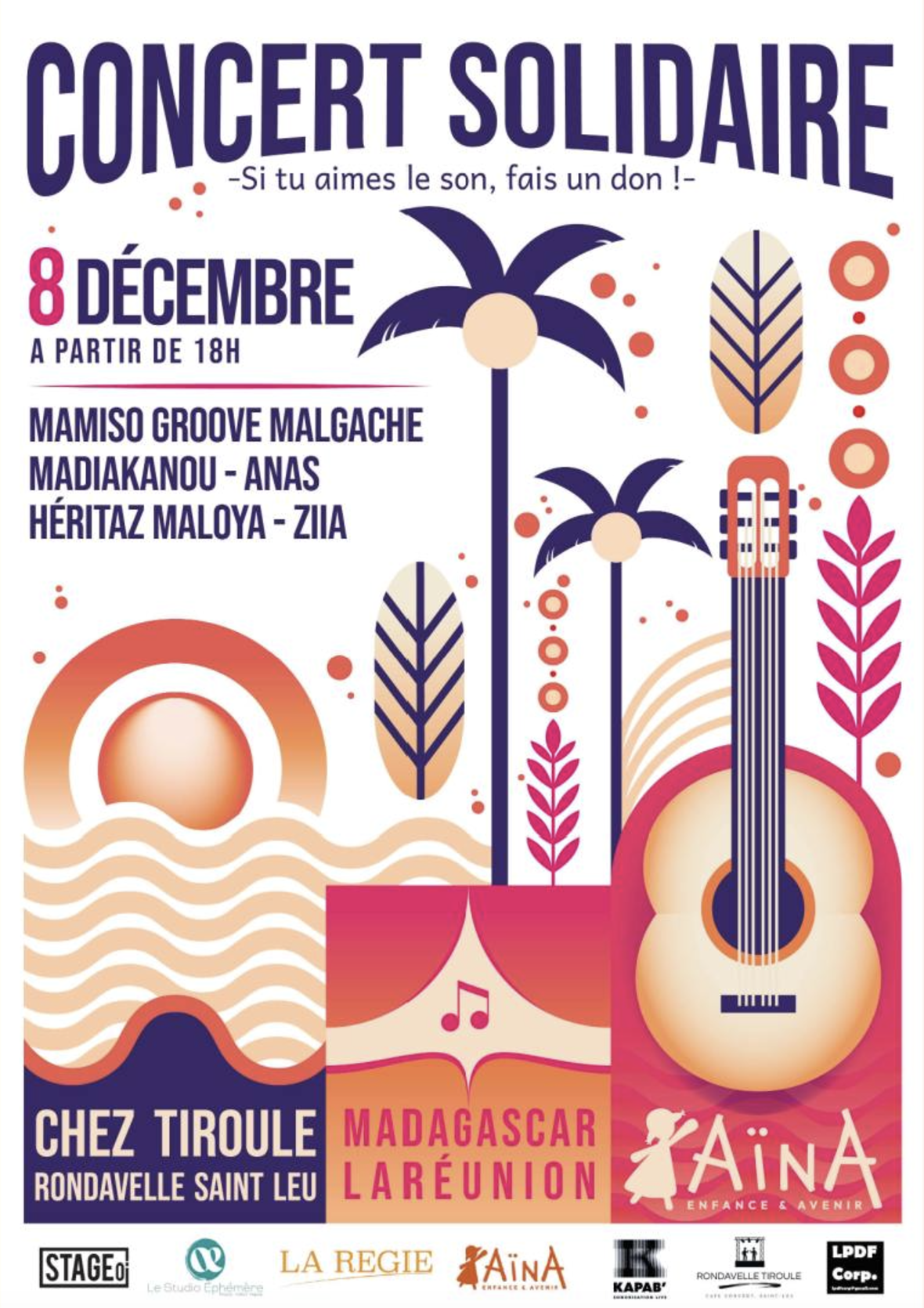 CONCERT SOLIDAIRE AÏNA, ENFANCE &amp; AVENIR  / ZIIA + MADIAKANOU + HERITAZ MALOYA + MAMISO GROOVE MALGACHE + ANAS (GRATUIT)