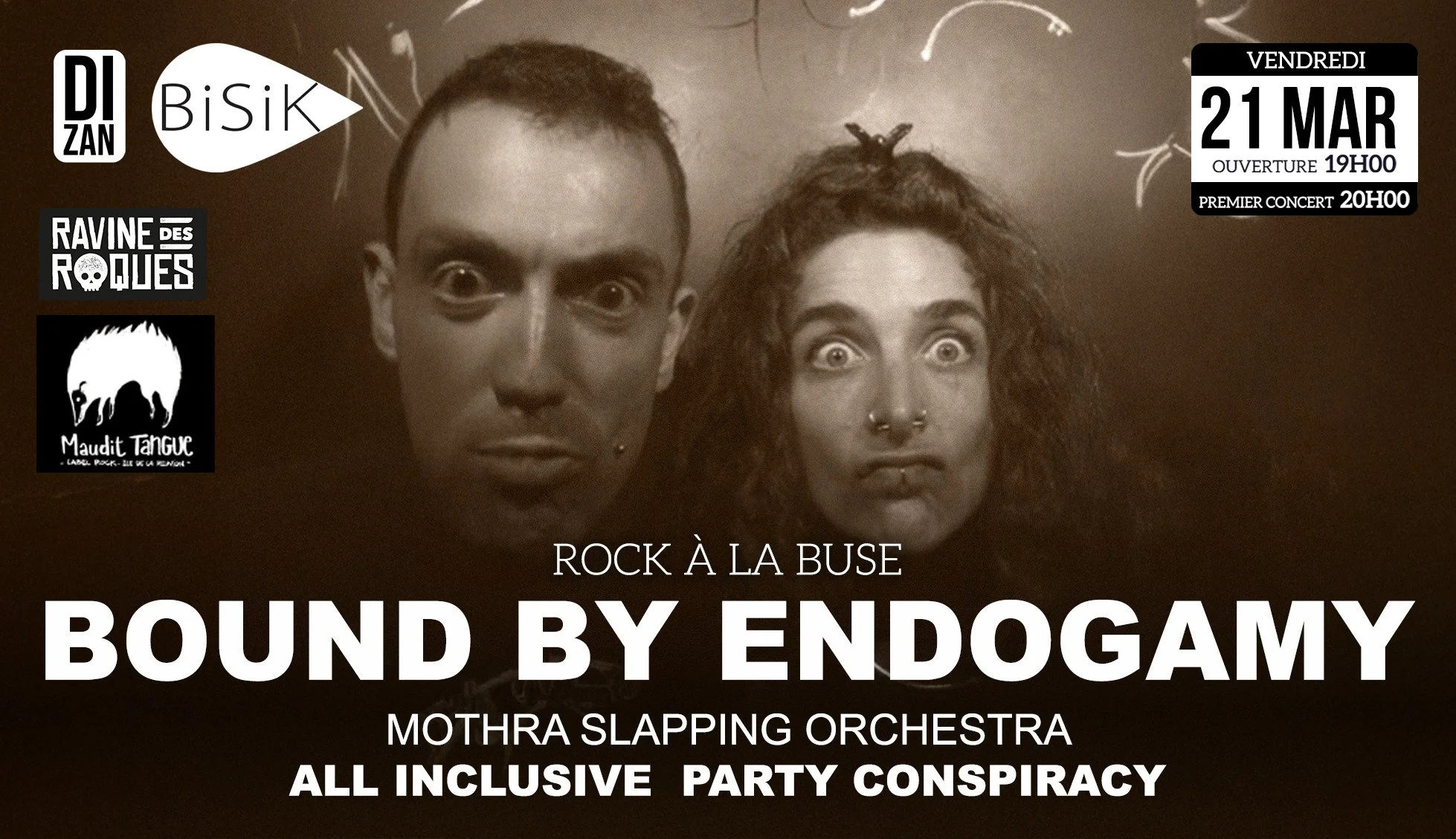 ROCK À LA BUSE / BOUND BY ENDOGAMY + MOTHRA SLAPPING ORCHESTRA + ALL INCLUSIVE PARTY CONSPIRACY (10-12-15€)
