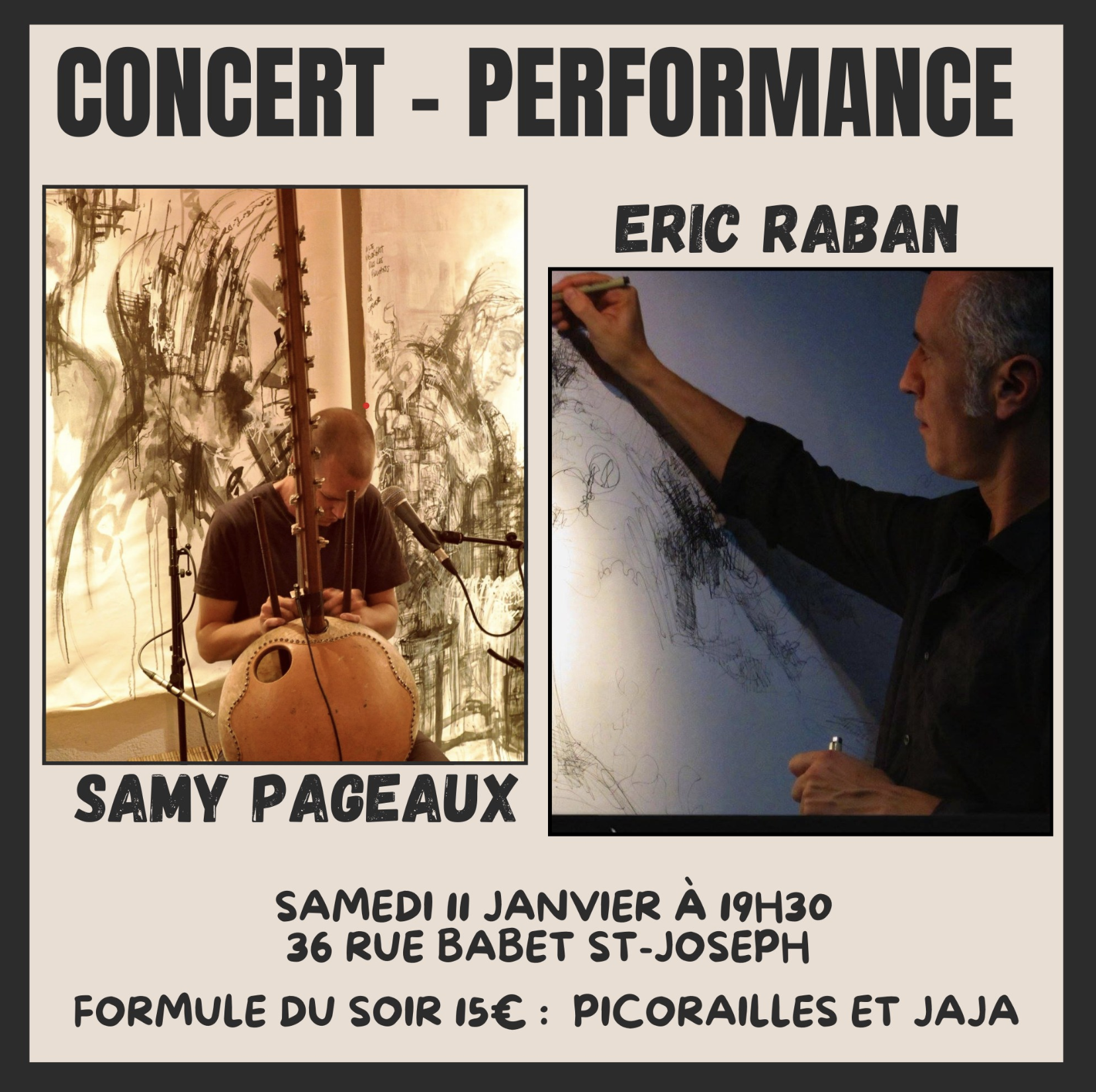 OUVERTURE DE L'ATELIER D'ERIC RABAN + CONCERT DE SAMY PAGEAUX (15€)