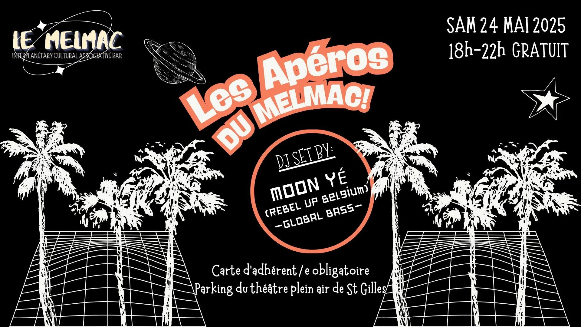 LES APEROS ELECTRO DU SAMEDI AU MELMAC / DJ MOON YÉ (GRATUIT AVEC ADHÉSION)