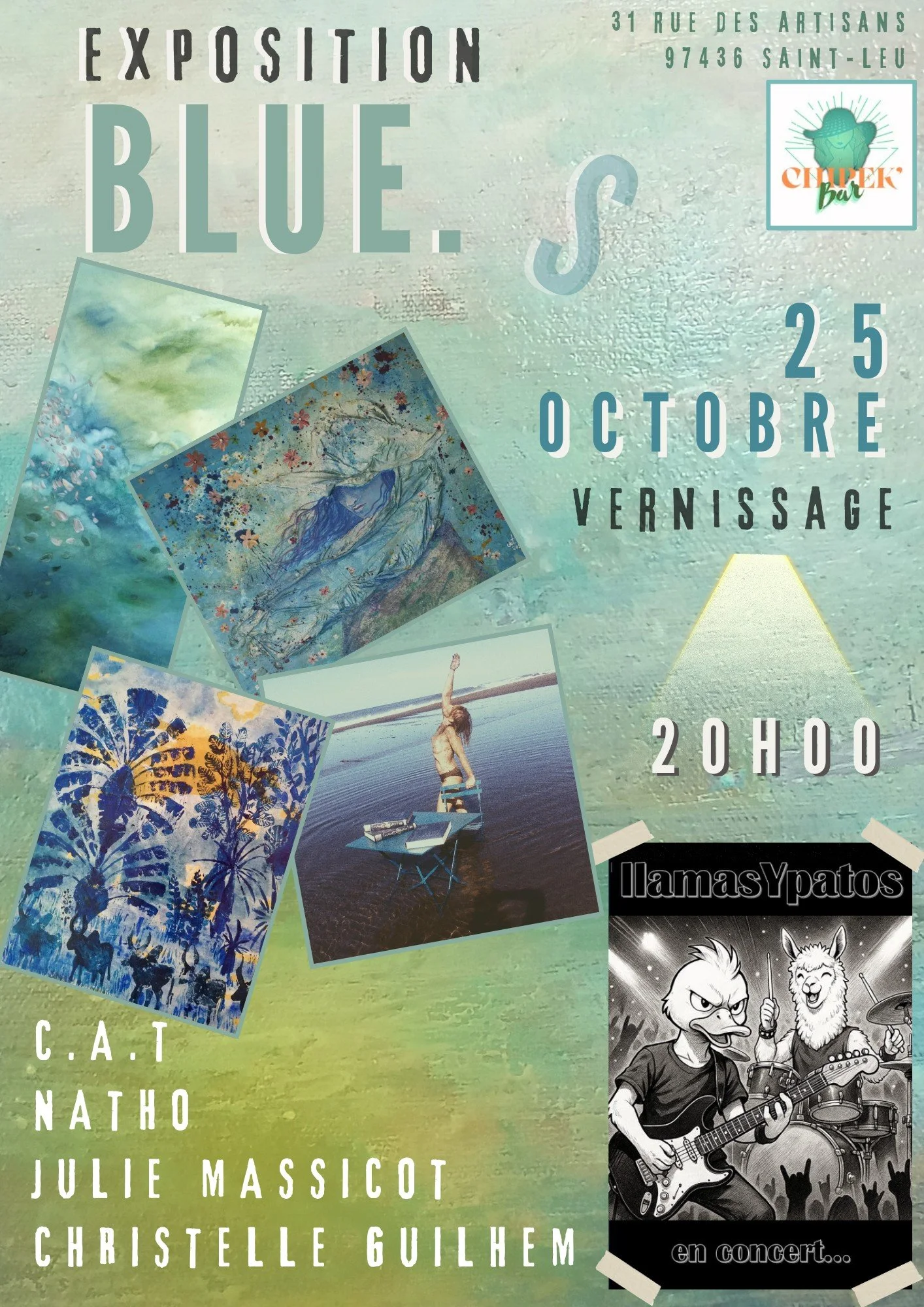 EXPOSITION BLUE.S + CONCERT ROCK : LLAMAS Y PATOS (PRIX LIBRE)