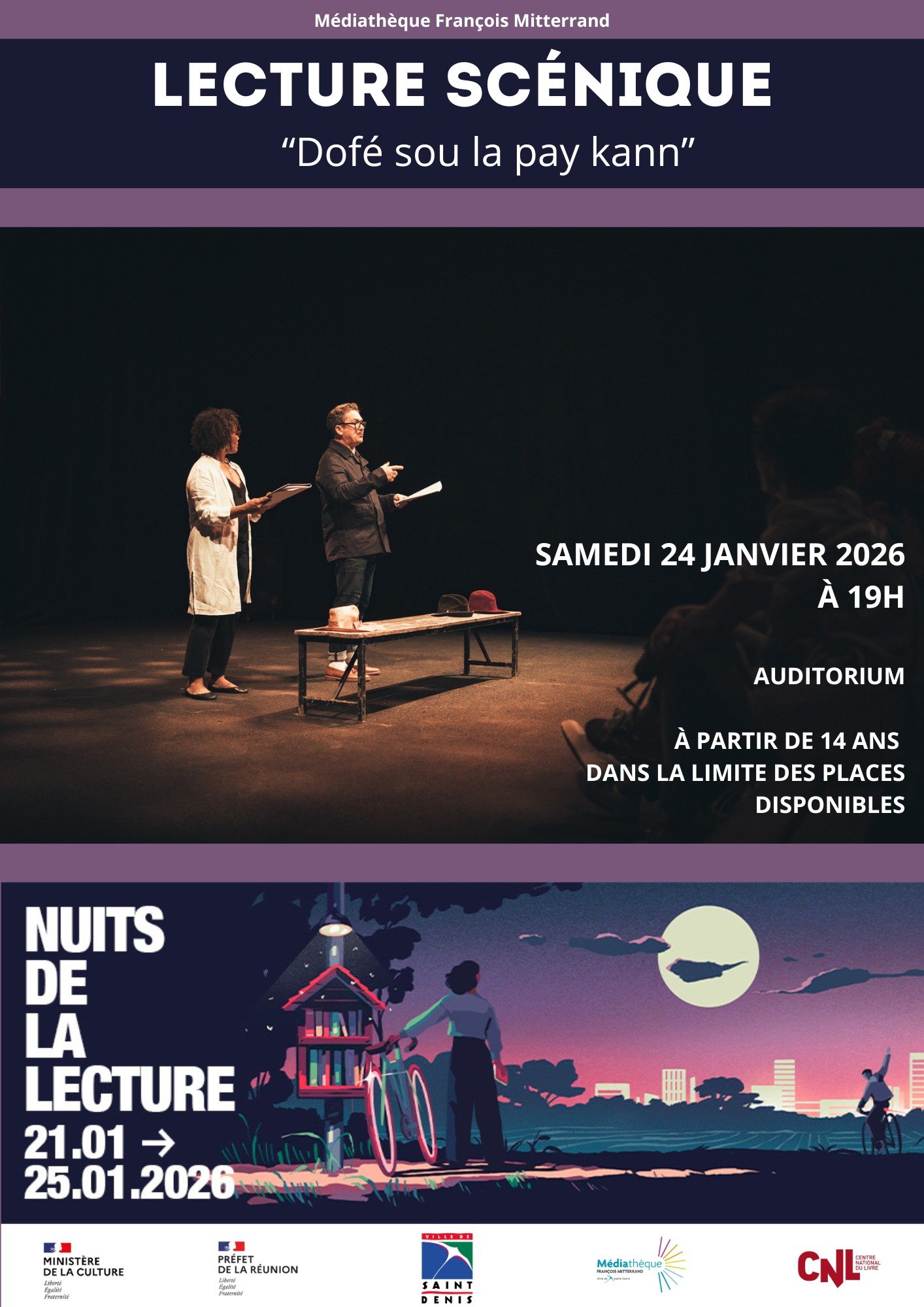 NUITS DE LA LECTURE / LOLITA TERGÉMINA &amp; SERGIO GRONDIN / DOFÉ SOU LA PAY KANN (GRATUIT