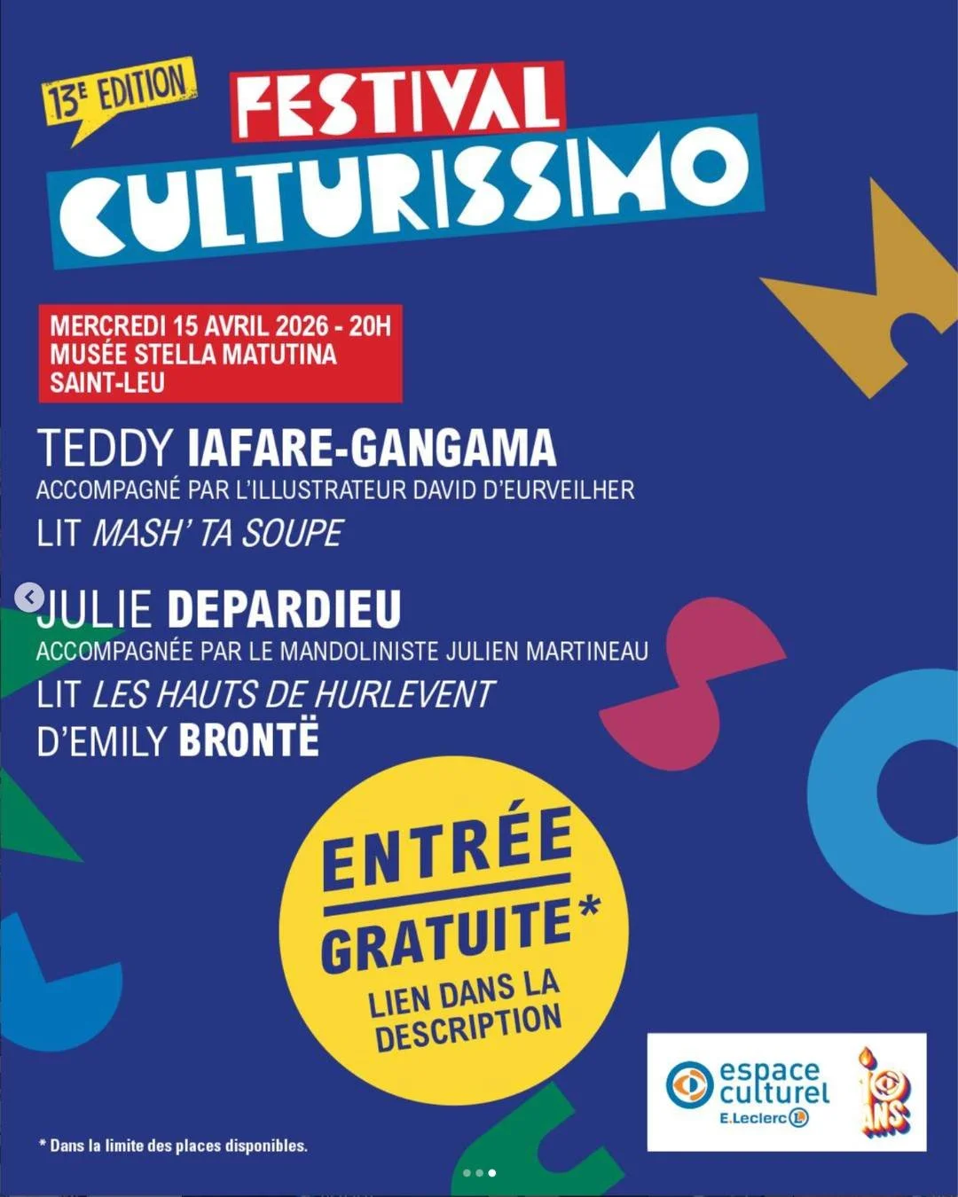 FESTIVAL CULTURISSIMO / JULIE DEPARDIEU + TEDDY LAFARE-GANGAMA (GRATUIT SUR INSCRITPION)