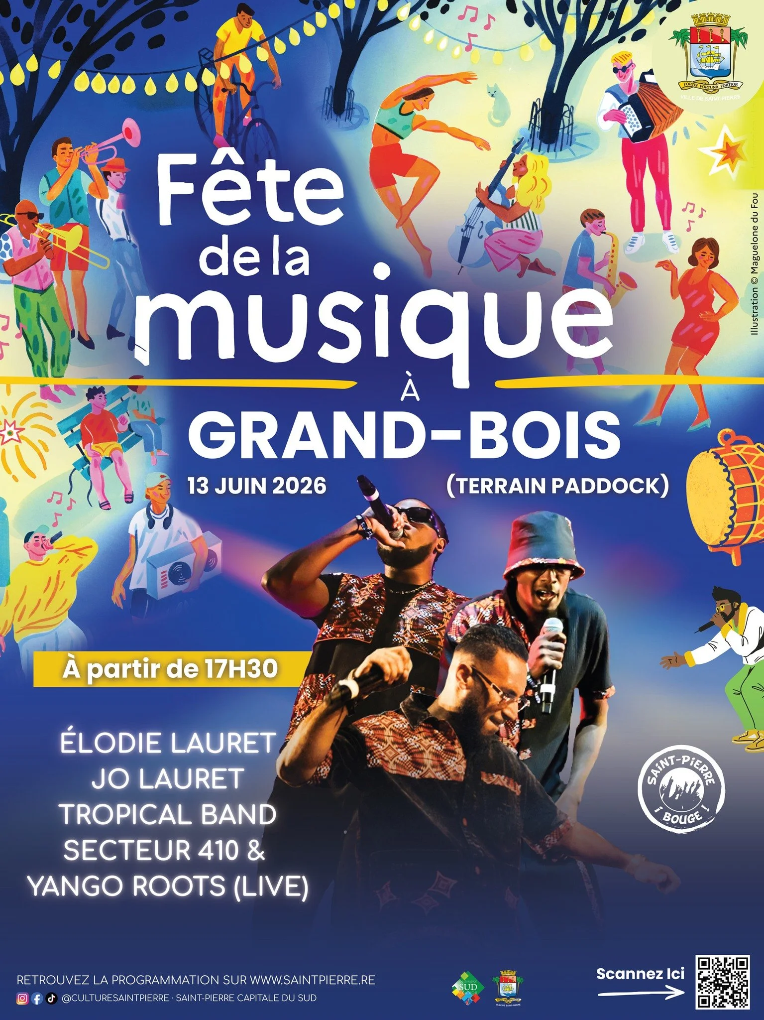 FÊTE DE LA MUSIQUE À GRAND-BOIS / ÉLODIE LAURET + JO LAURET + TROPICAL BAND + SECTEUR 410 + YANGO ROOTS(GRATUIT)