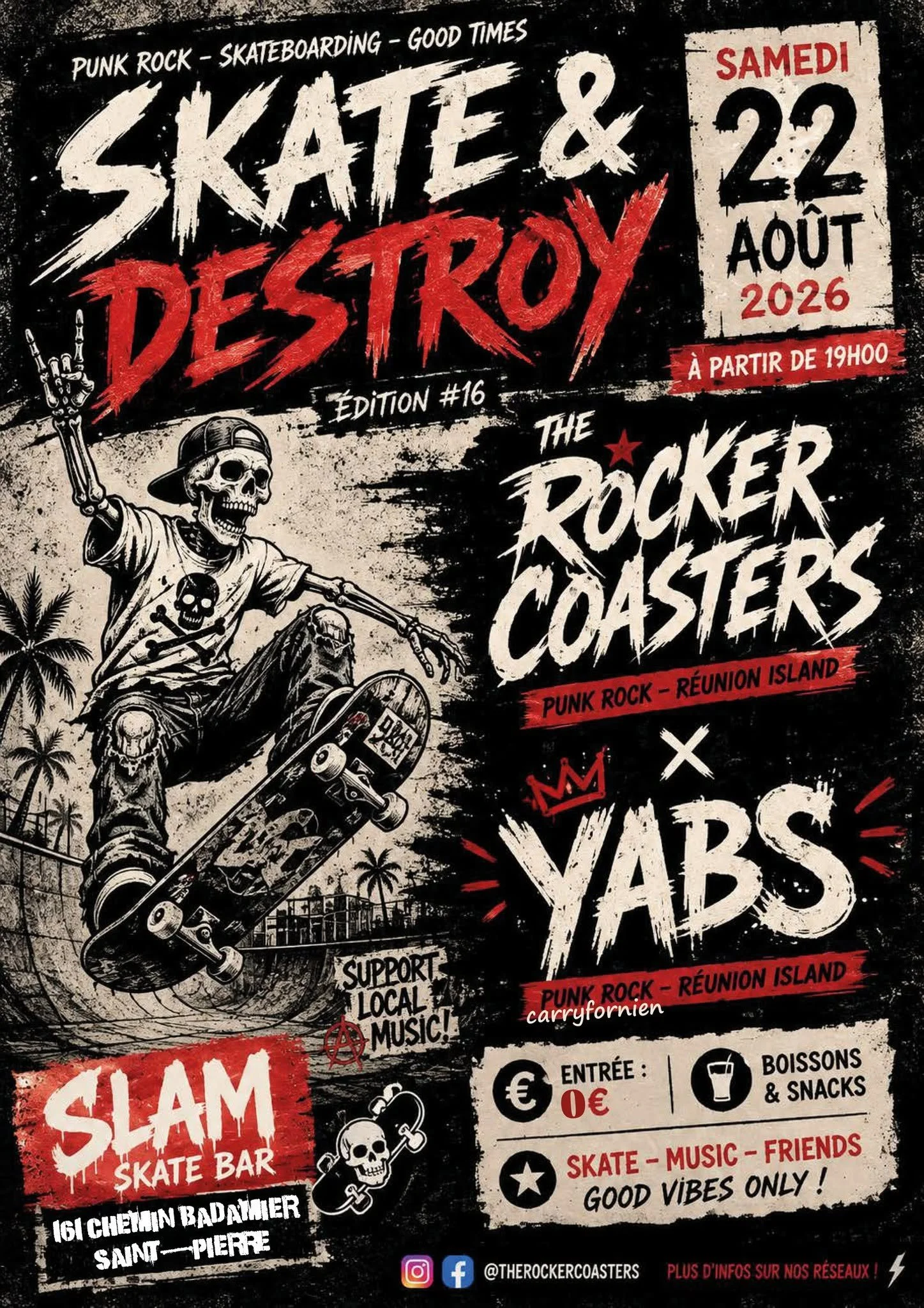 SKATE &amp; DESTROY #16 / THE ROCKER COASTERS + THE YABS (GRATUIT)