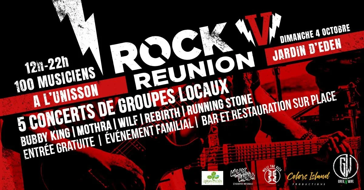 ROCK RÉUNION #5 / MOTHRA SLAPPING ORCHESTRA + BUBBY KING + REBIRTH + WILF + THE RUNNING STONES (GRATUIT)