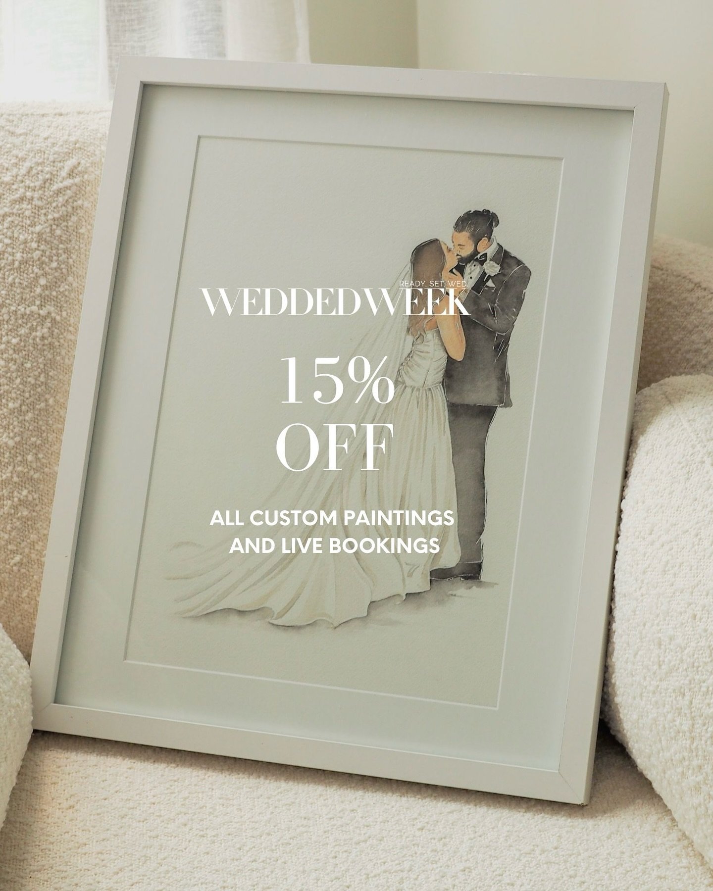 @weddedweek is now LIVE! ✨ The world&rsquo;s largest online wedding expo has begun and I have a very special offer for those of you who are taking part! 

I&rsquo;ve NEVER offered this much off my custom art before, and if you have been around here f