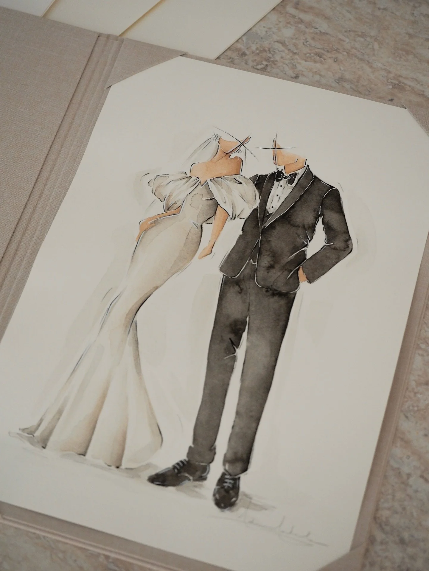 Keyna &amp; Alan 🤍 

A new style of wedding painting that focuses on the outfits! 

I have a lot of people contact me everyday wanting to purchase a wedding painting but don&rsquo;t sadly have the budget. This style of painting, whilst still hugely 