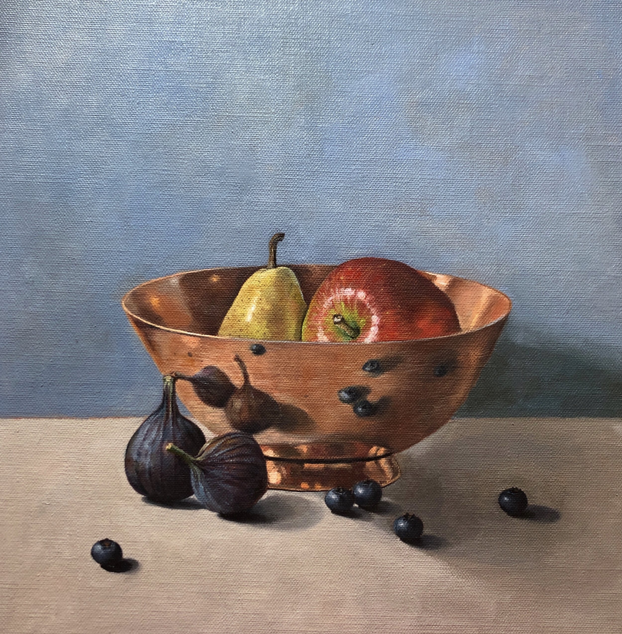 Copper bowl with fruit