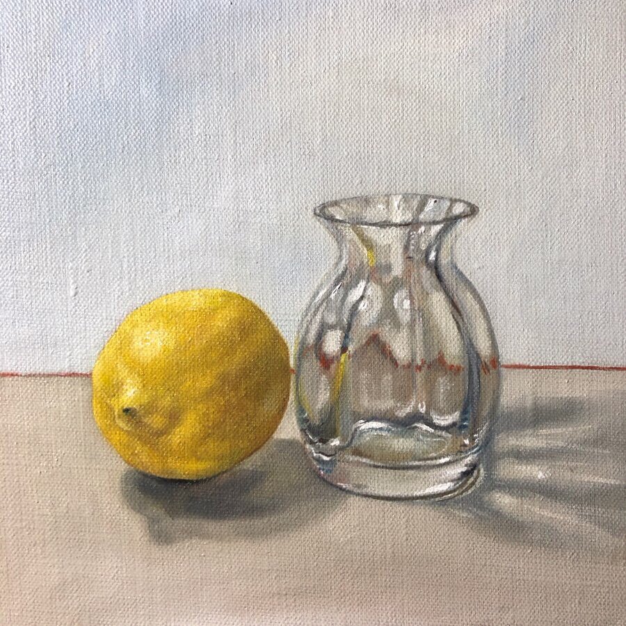 Lemon with little glass vase (SOLD)