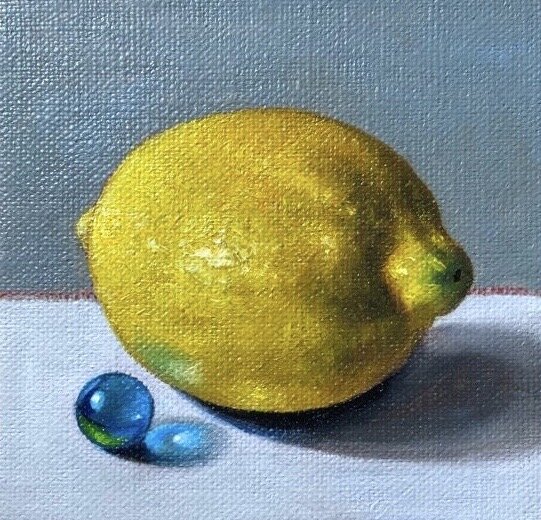 Lemon with blue marble