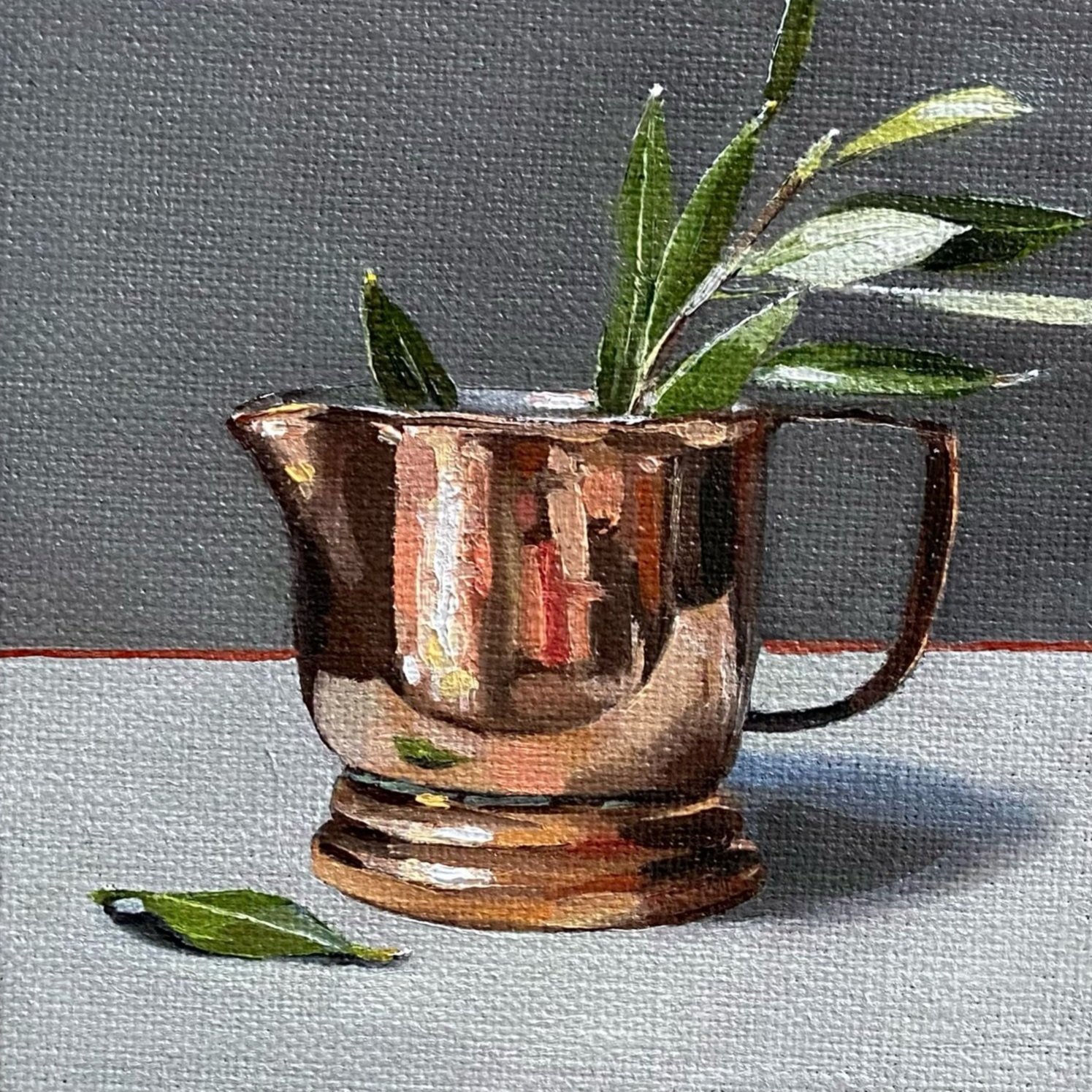 Copper jug with olive sprig II