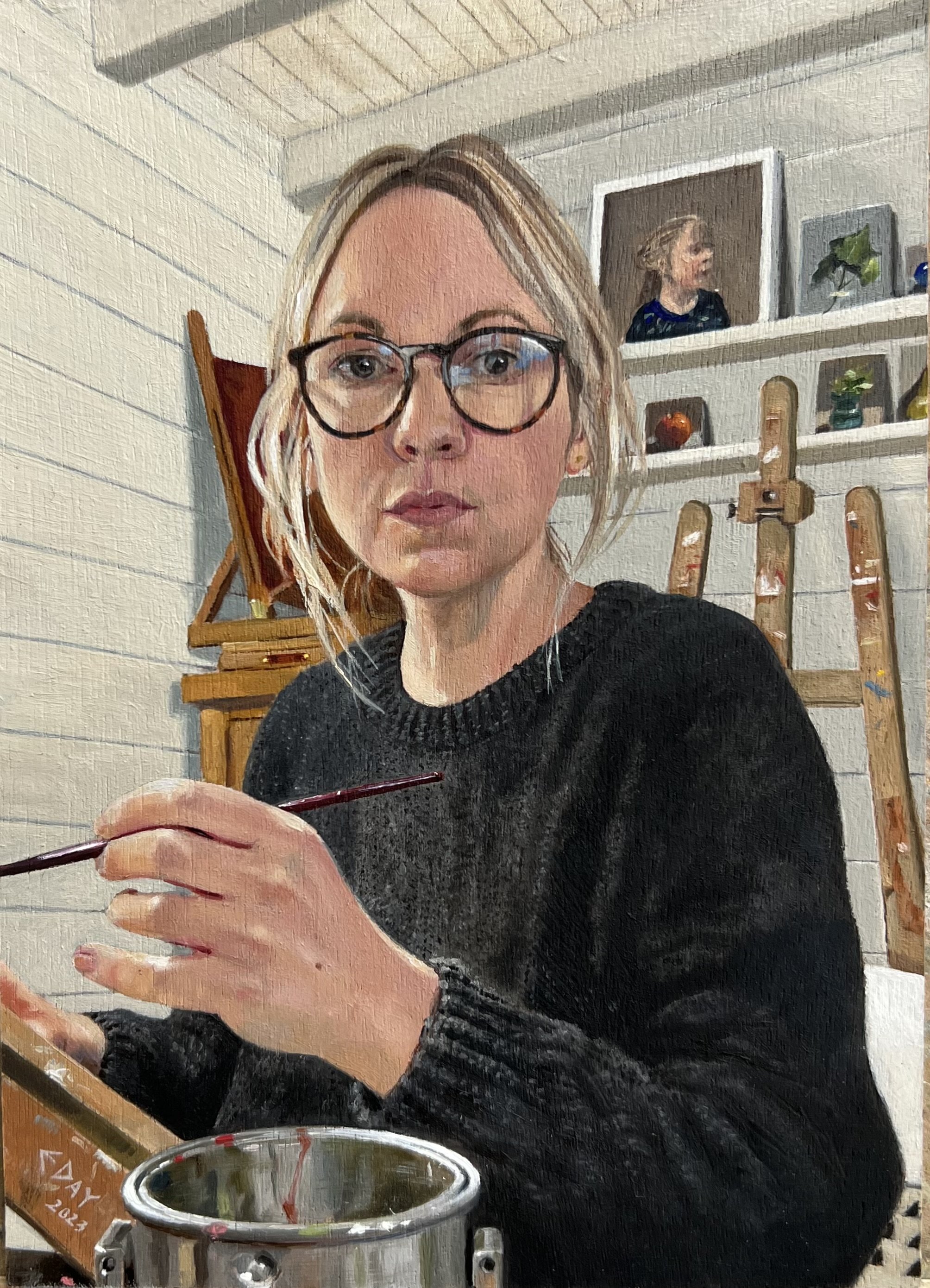 Self portrait in studio 