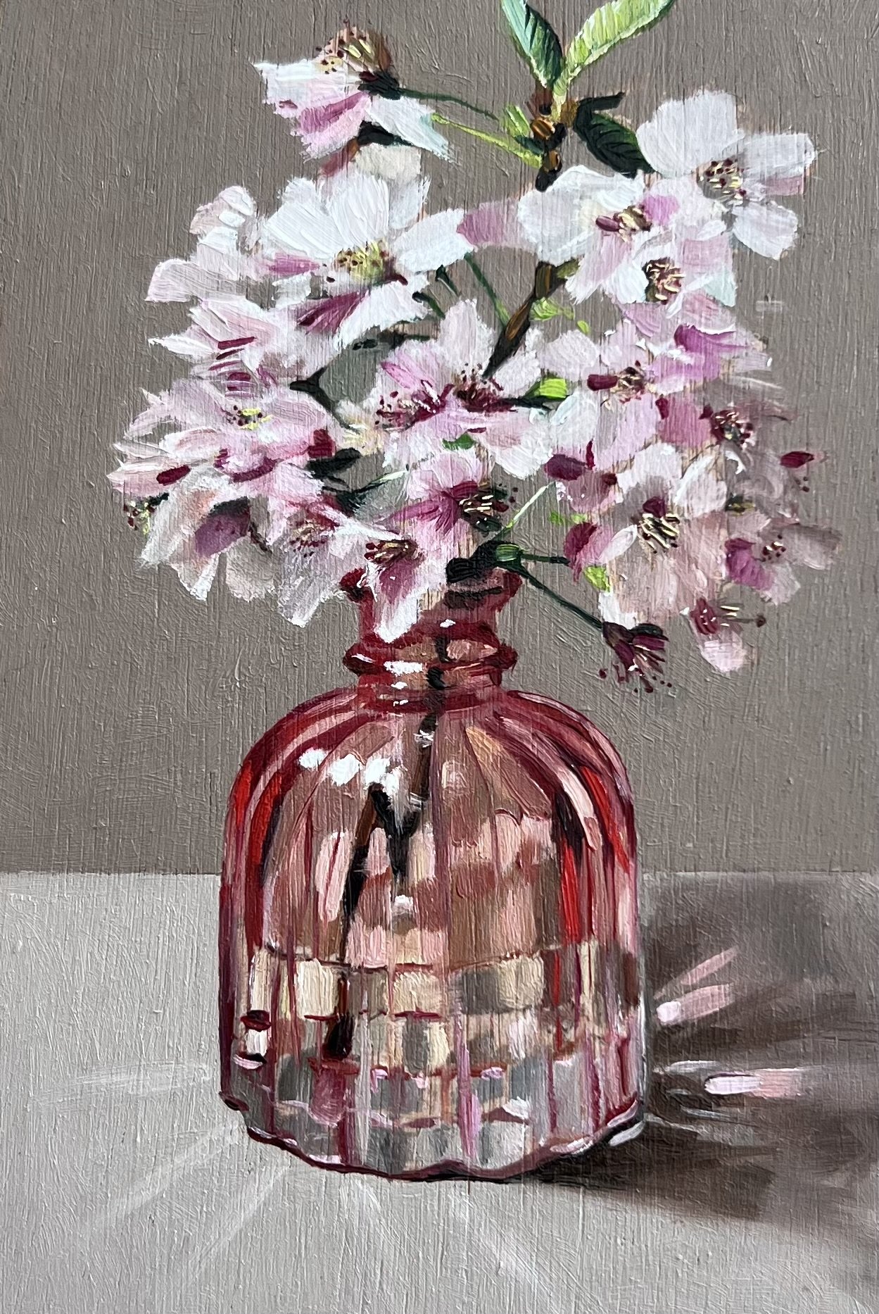 Cherry blossom in pink vase