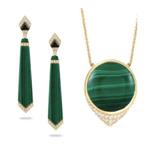 Malachite Yellow Gold Set