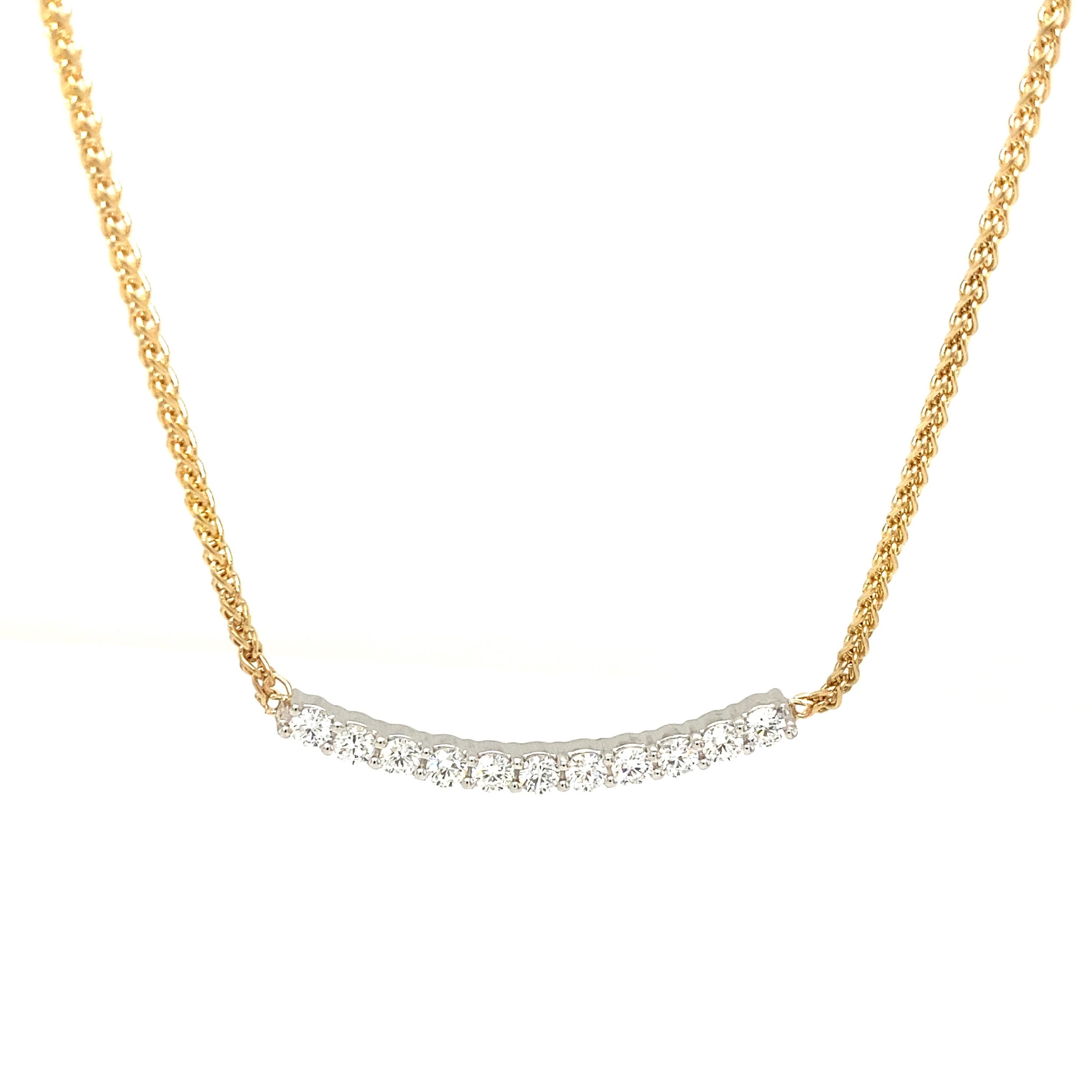 Lab-Created Diamond Smile Necklace 2 ct tw Round 14K Yellow Gold 18