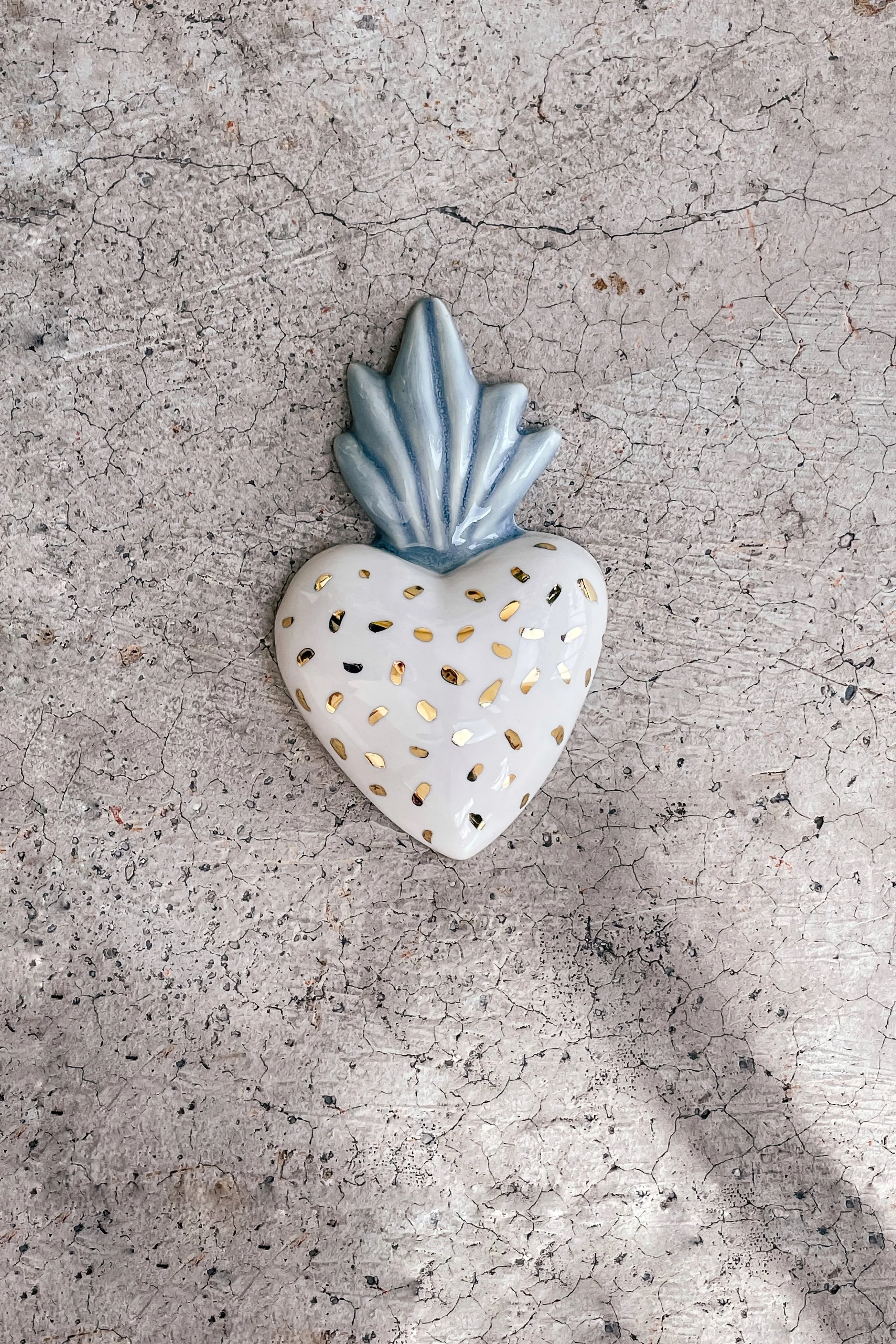 Cuore Sacro Bianco gocce dorate