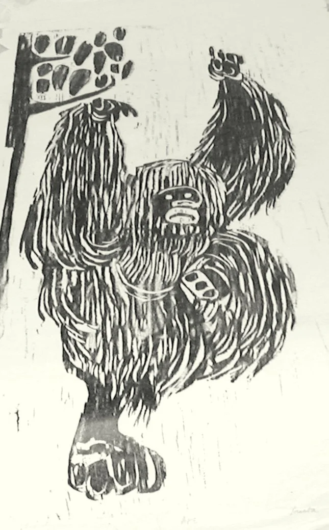 orangutan (woodcut)