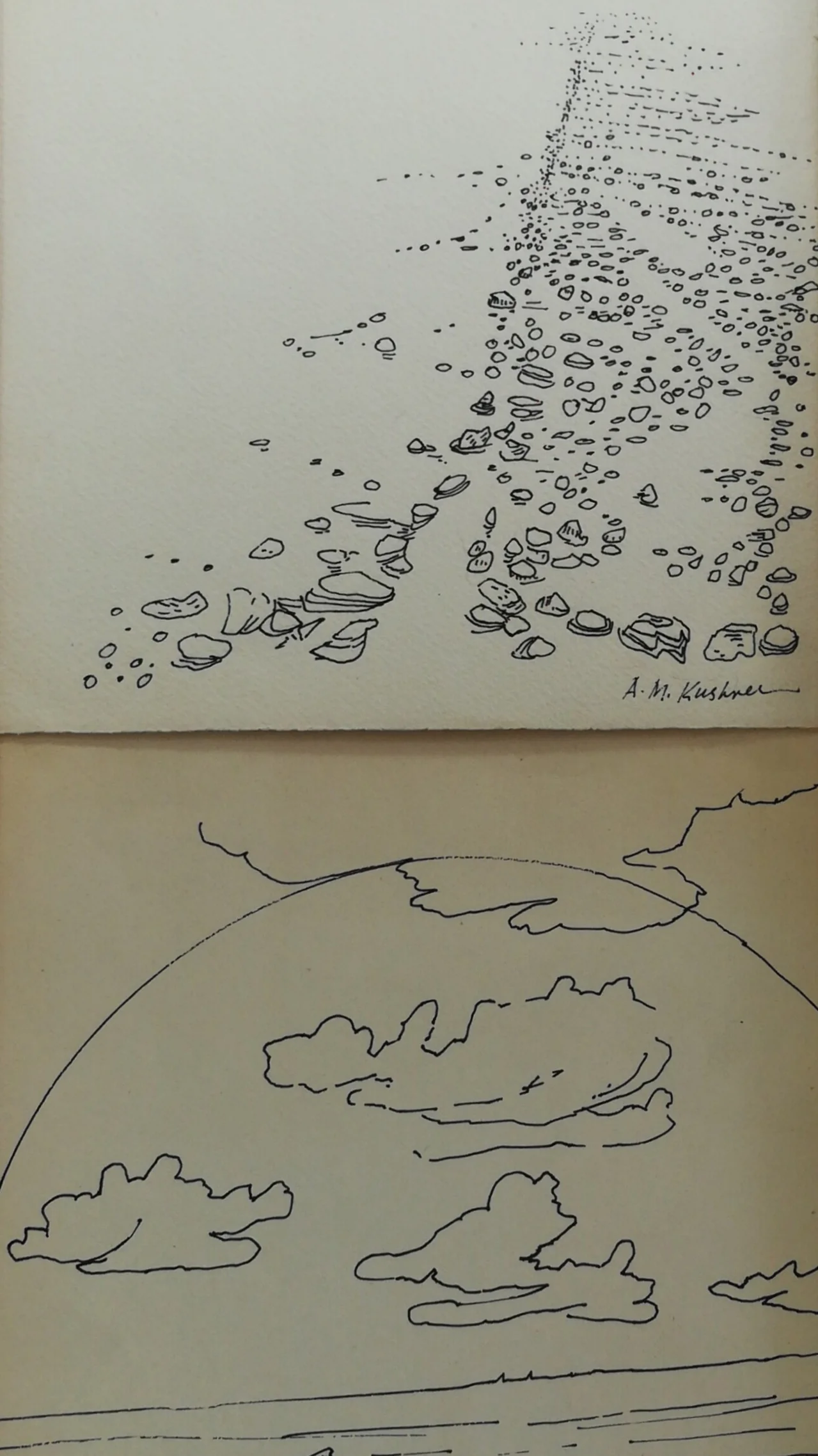 Double ink abstract of rocks