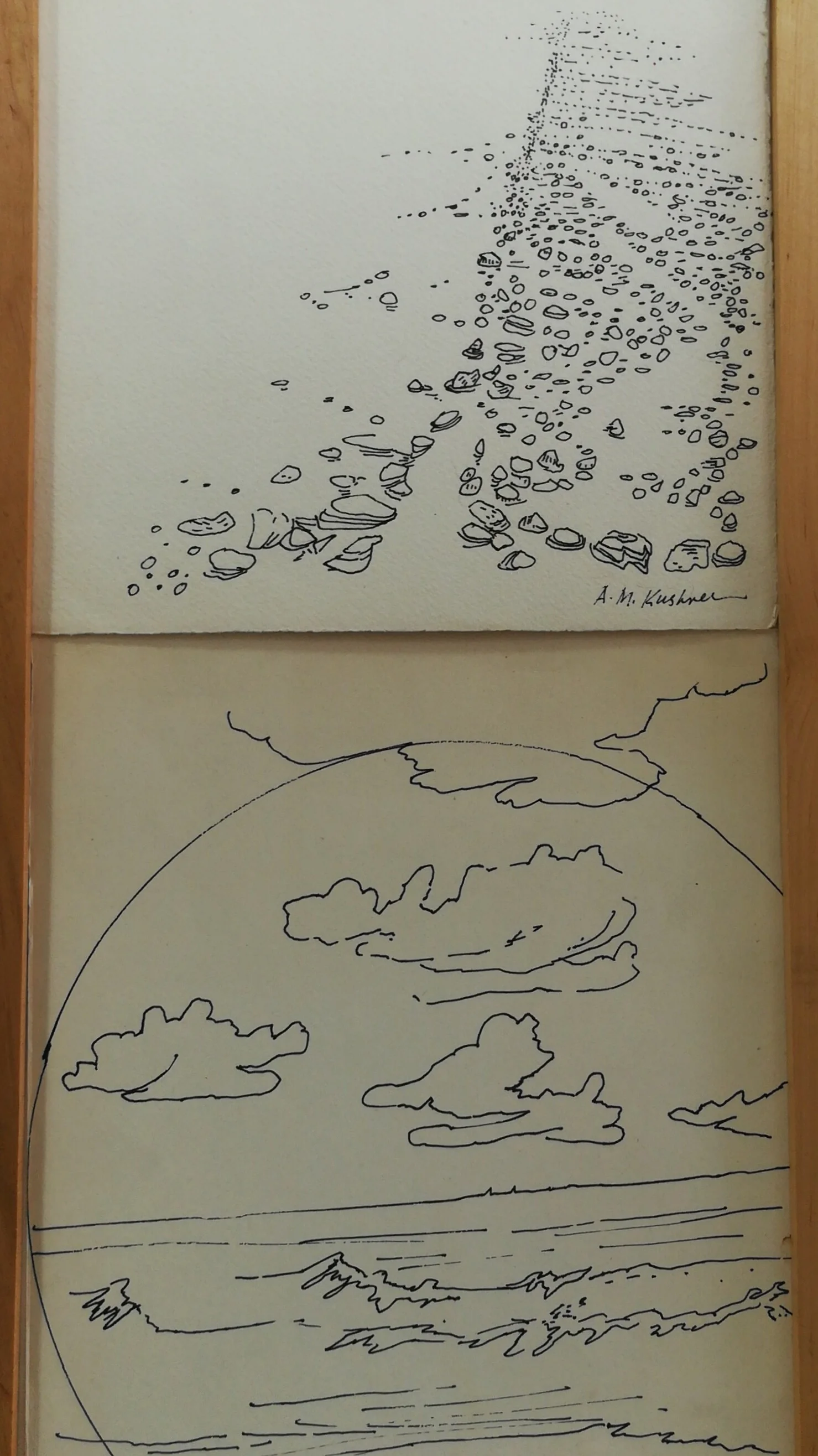 double ink drawings of rocks