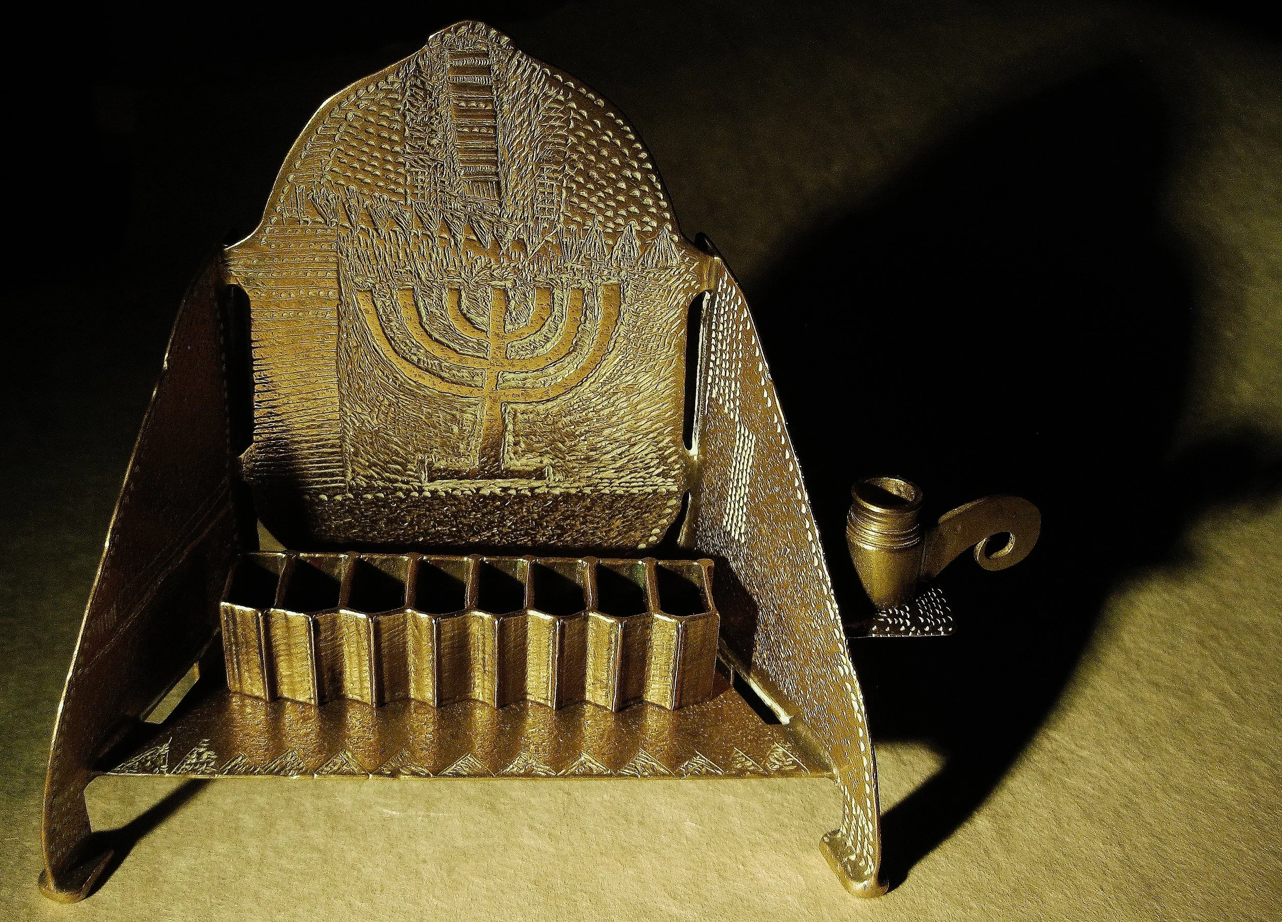 Hanukkah (oil and wick)   ~ 7" x 7"    $200.00