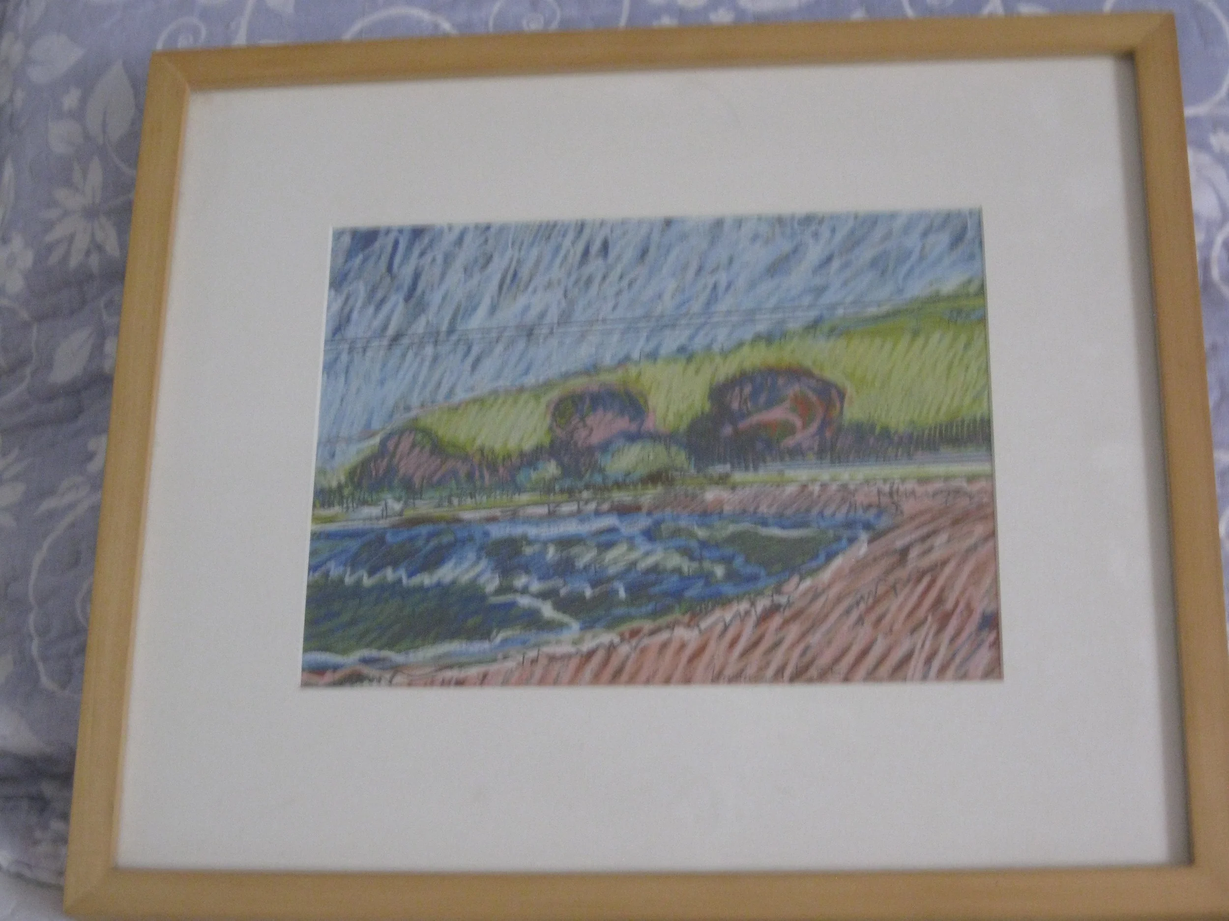 Lake            13" x 15" framed    $200.00  Pastel