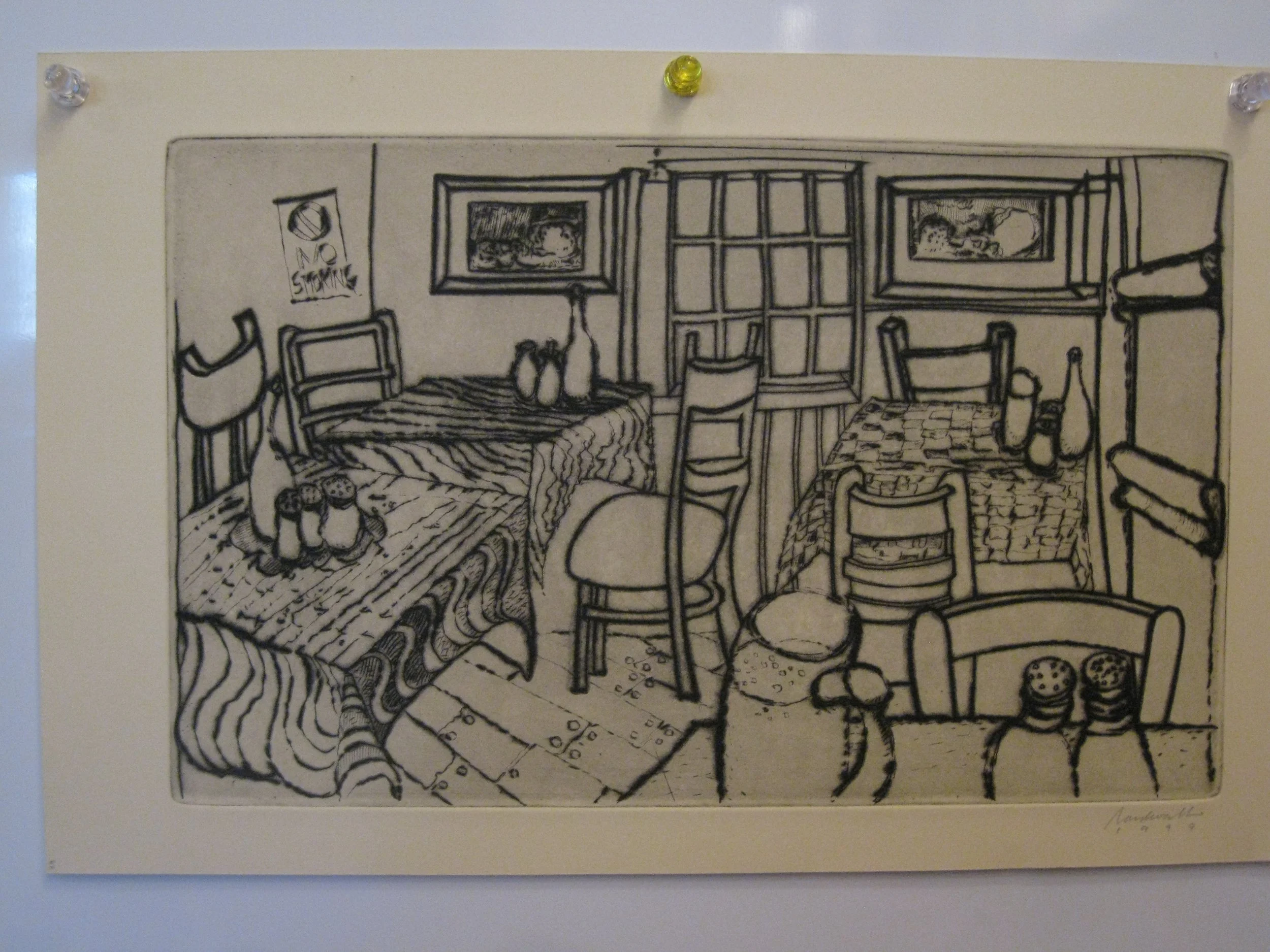Cafe   approx   9" x 13"   drypoint  $175.00