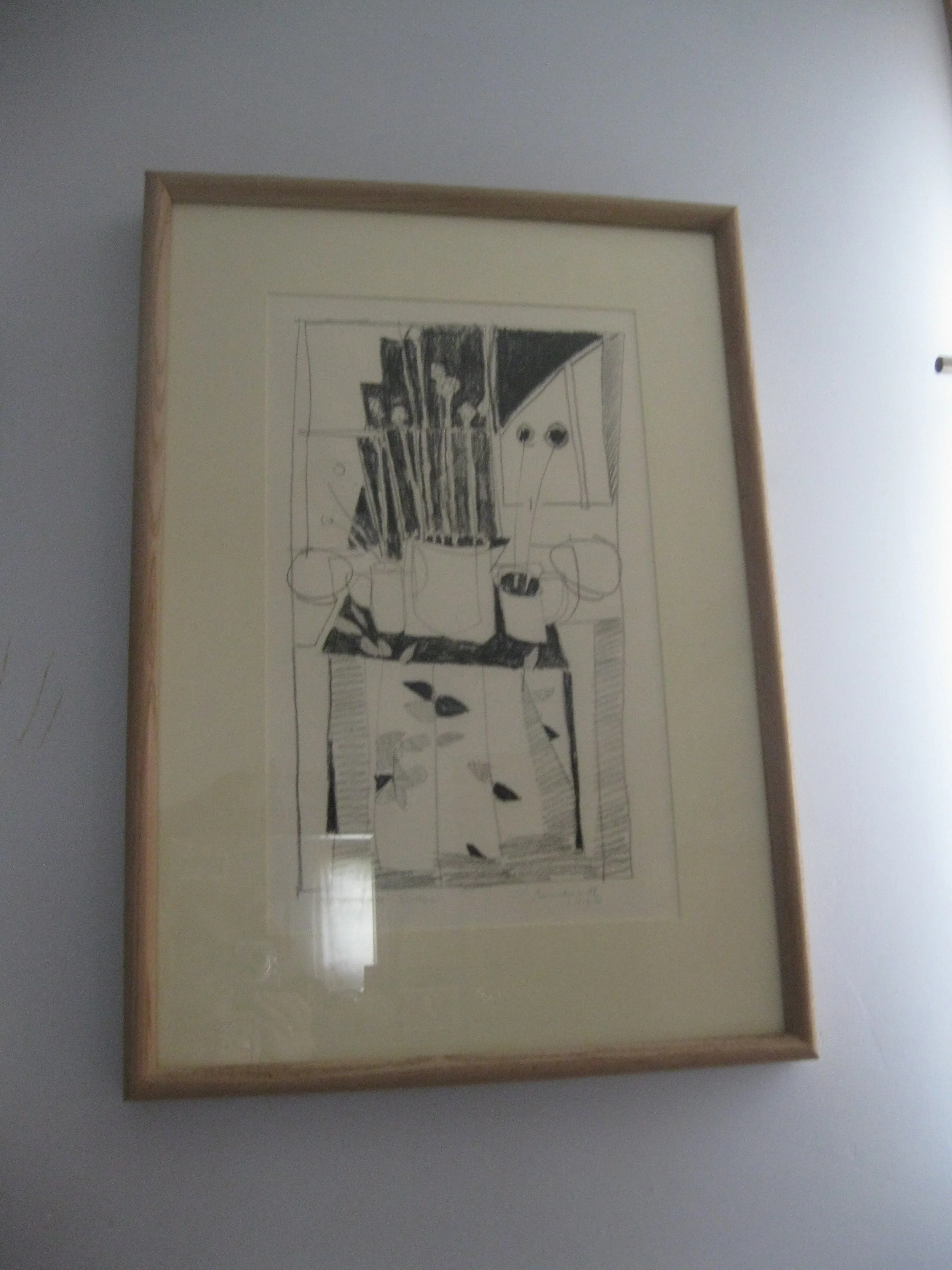Still Life and Bridge  25-1/4" X 17-3/4"   framed    $200.00 (graphite)