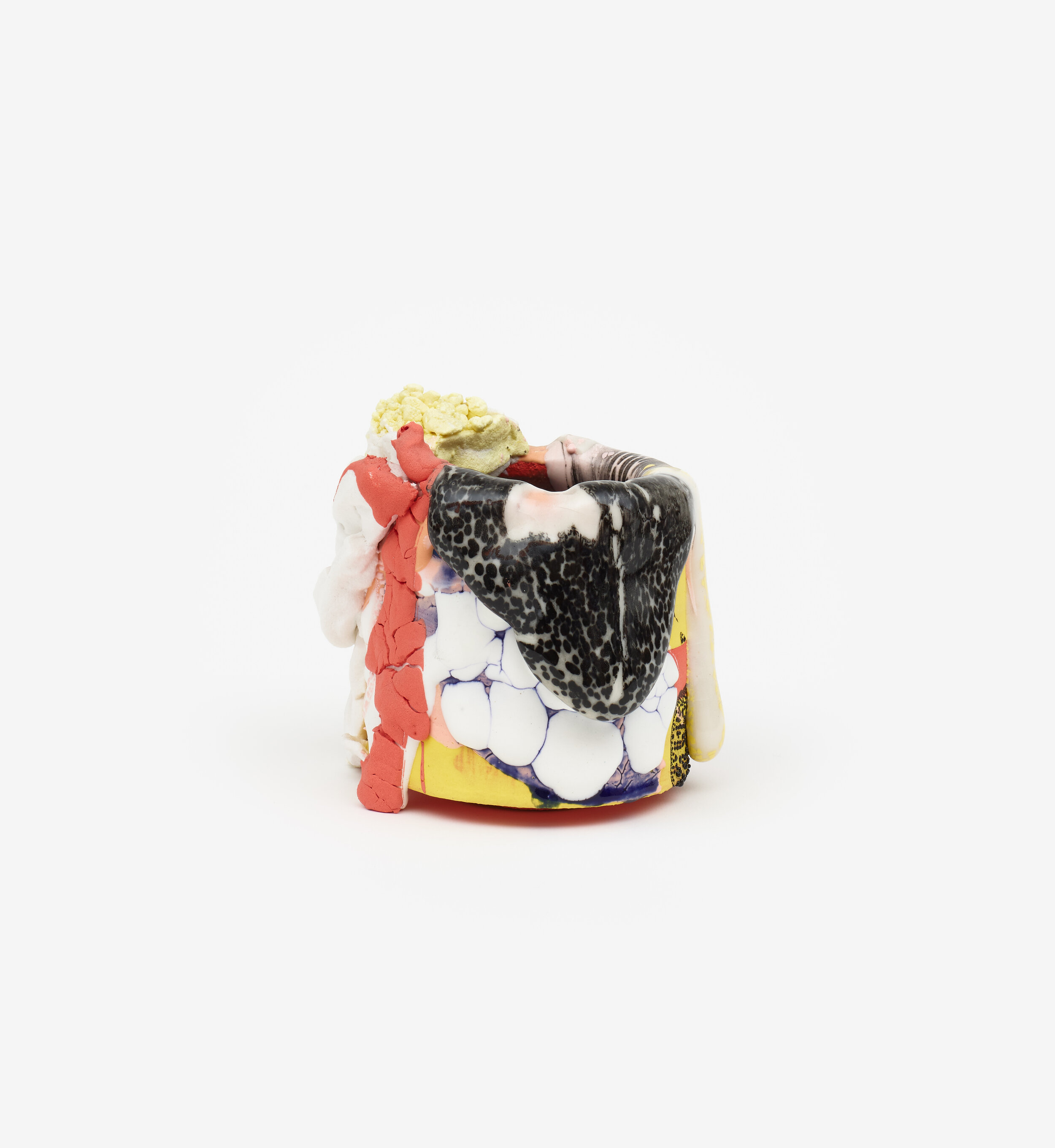 Brian Rochefort Paint Can #6 , 2020 ceramic, glaze and glass fragments 6 x 6 x 5-1/2 inches INQUIRE+