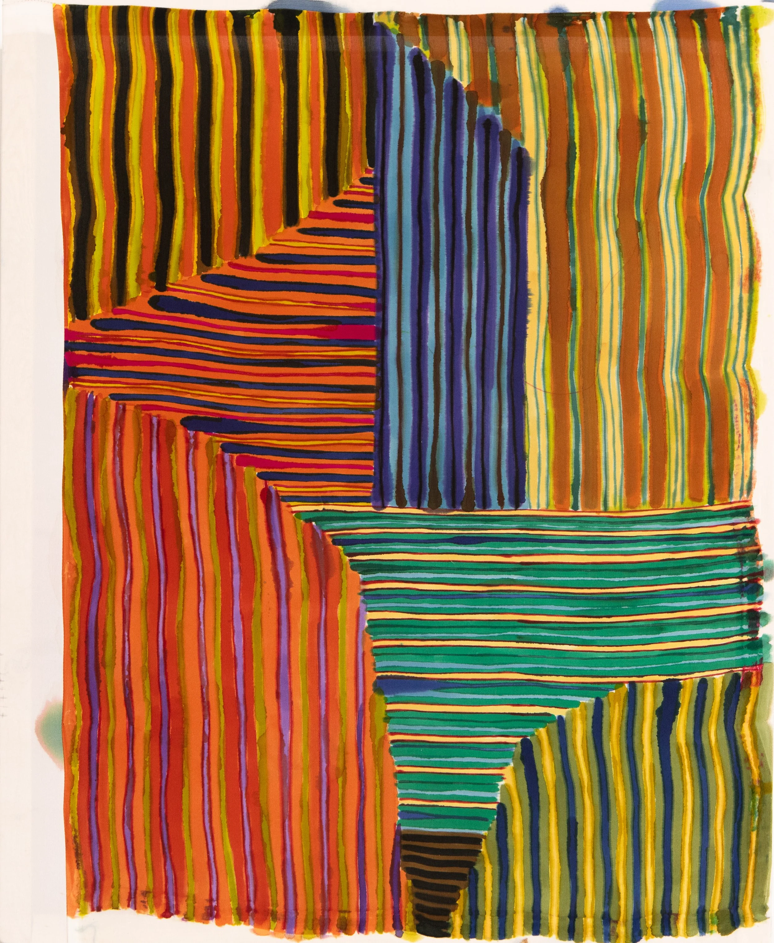 LAUREN LULOFF Stripe with White Border , 2022 dyed silk 28.5 x 23.25 inches INQUIRE+