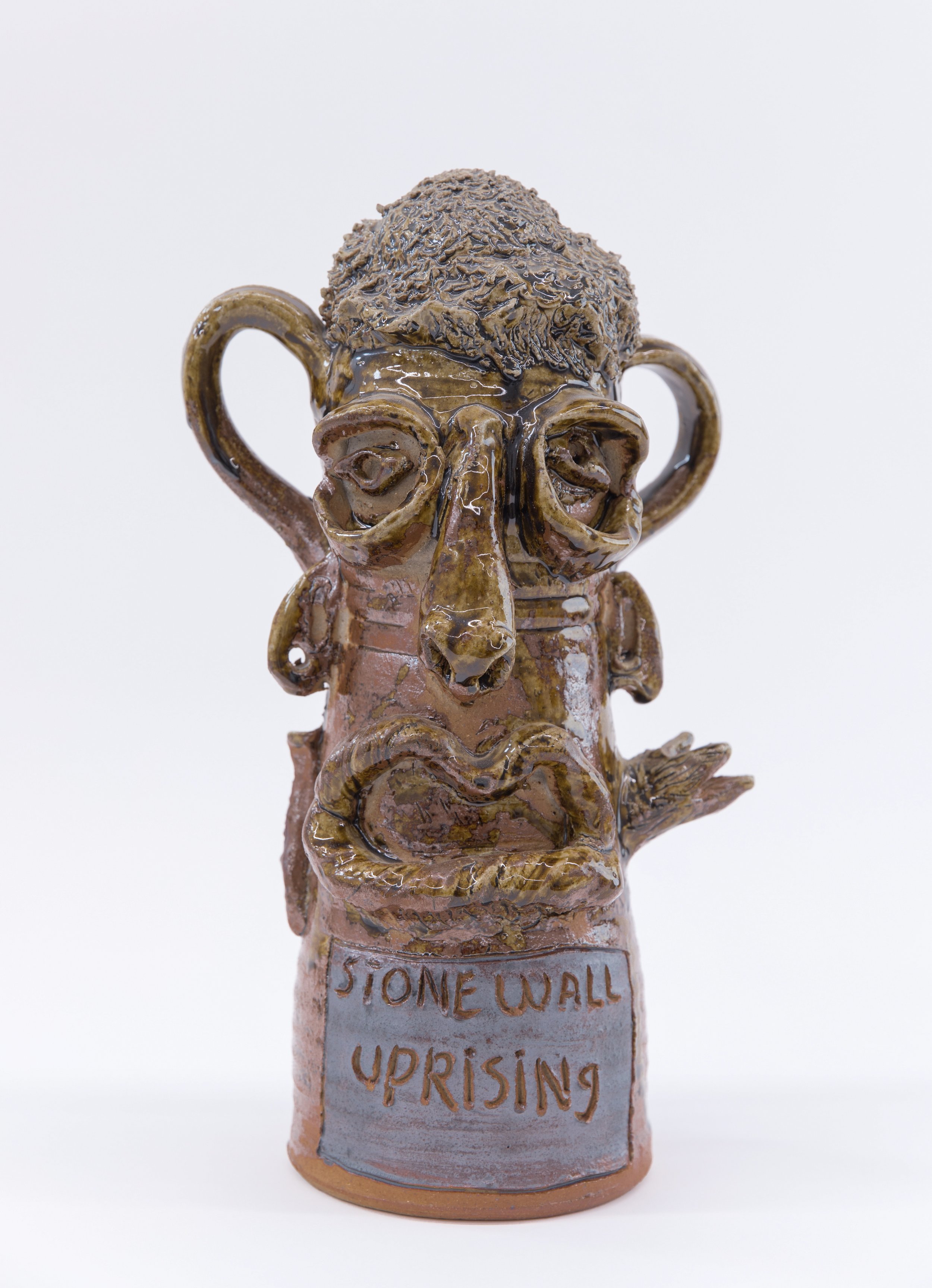 JIM MCDOWELL Stonewall , 2022 high fire clay, Jack Troy root beer glaze, fired in a gas kiln with salt and soda 14.5 x 7 inches INQUIRE+