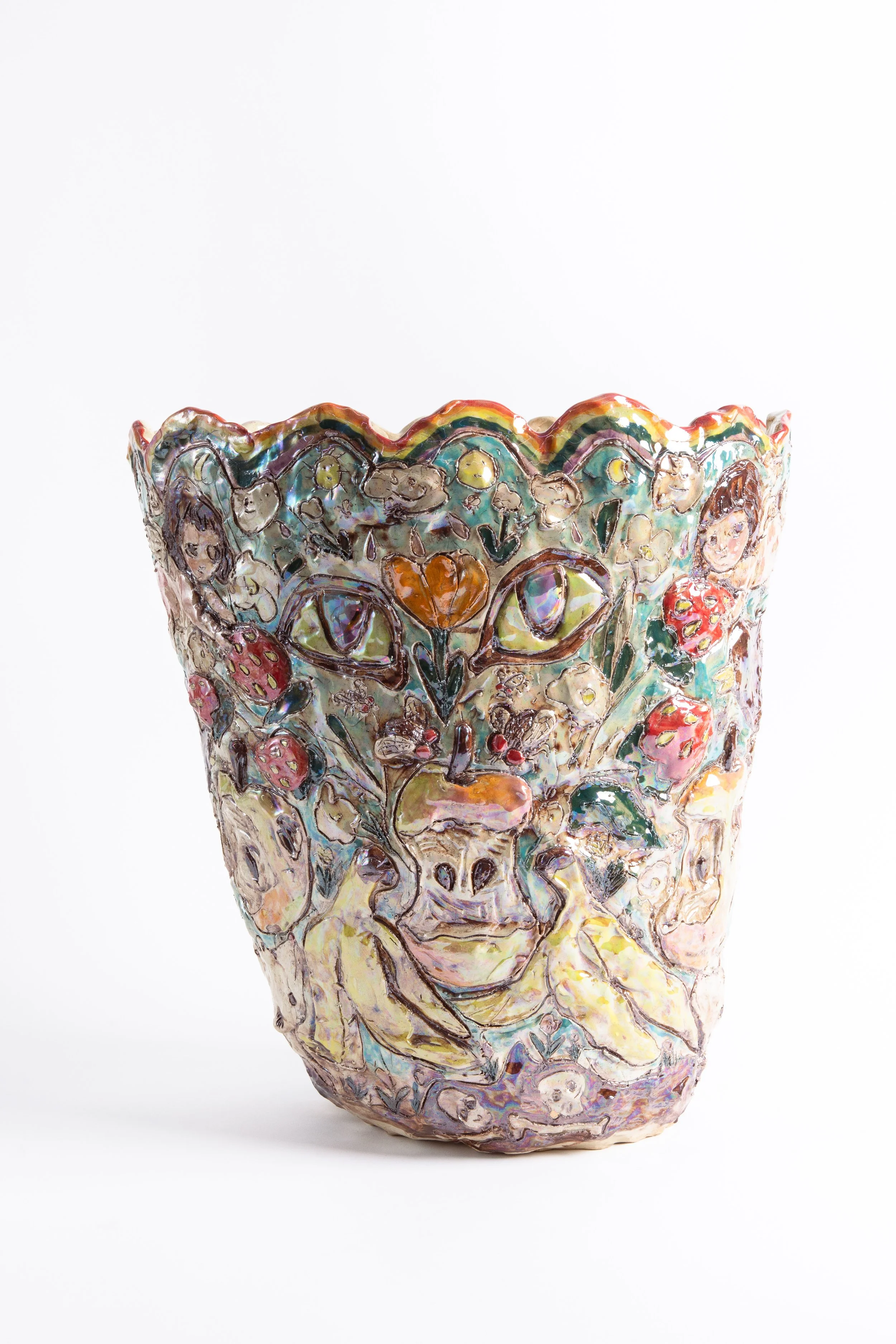  GRACE STOTT  Weird Picnic , 2024 stoneware, gold 14.5 x 11 x 13.5 inches   INQUIRE+  