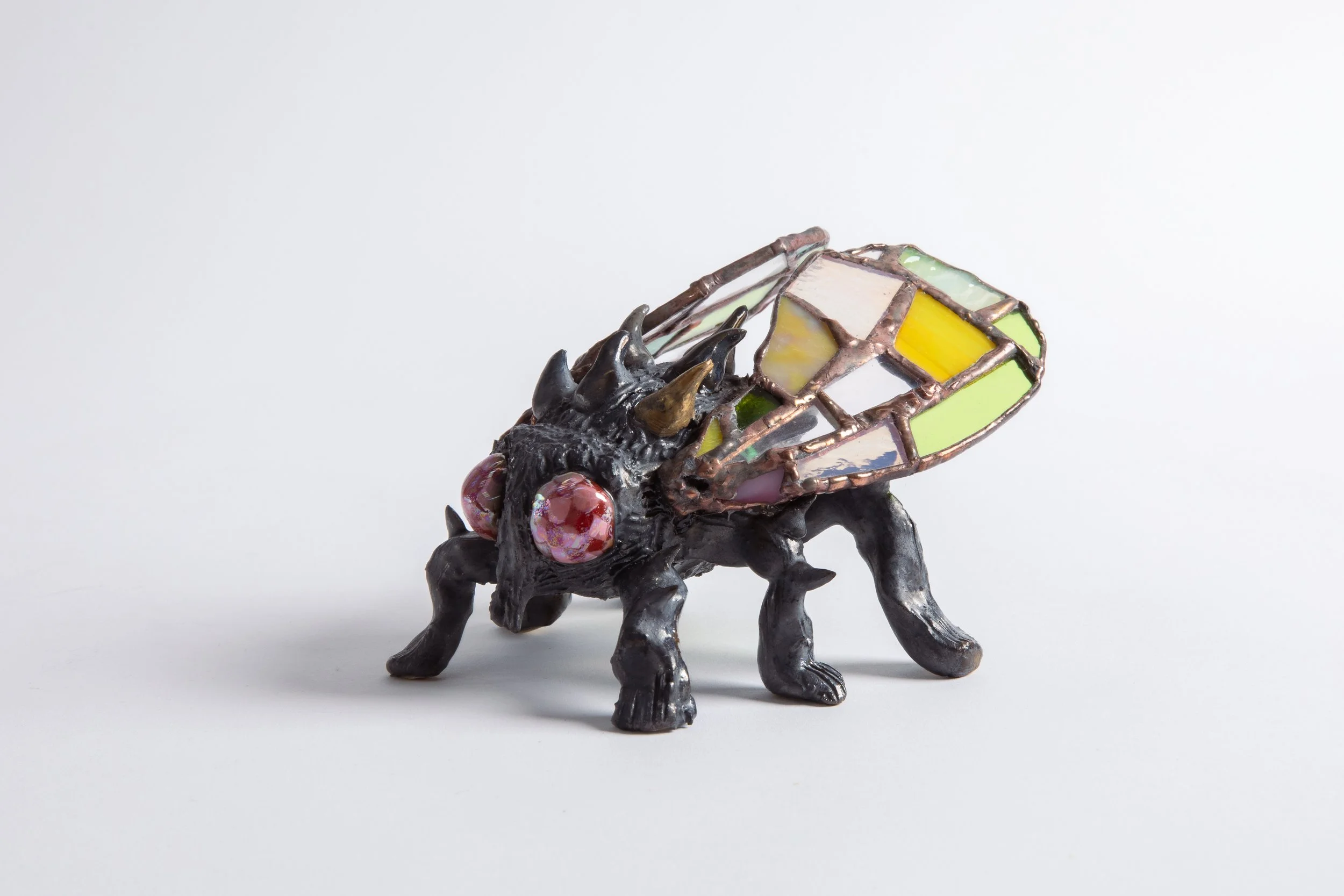  GRACE STOTT  Fly guy 1  stoneware, gold, glass, solder, adhesive 3.5 x 4.5 x 6 inches   INQUIRE+  