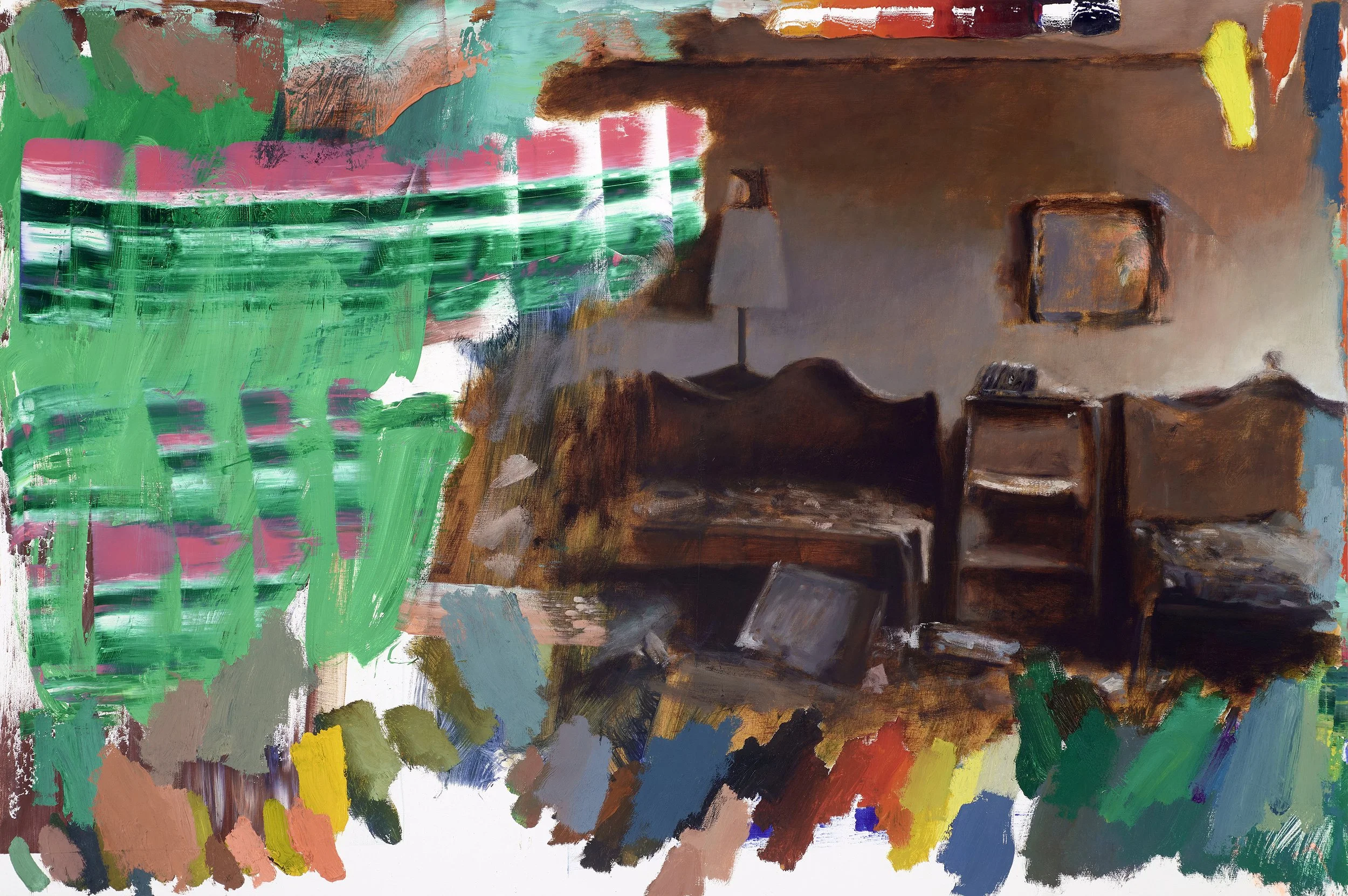  DAMIAN STAMER  Collaboration 64: My photographic childhood memory exploring the bedroom of an old abandoned rural North Carolina farmhouse filled with junk. Hoarder, floor to ceiling. Mildewed sofa, stained sheets, rusty cans, subtle tonal shifts. O