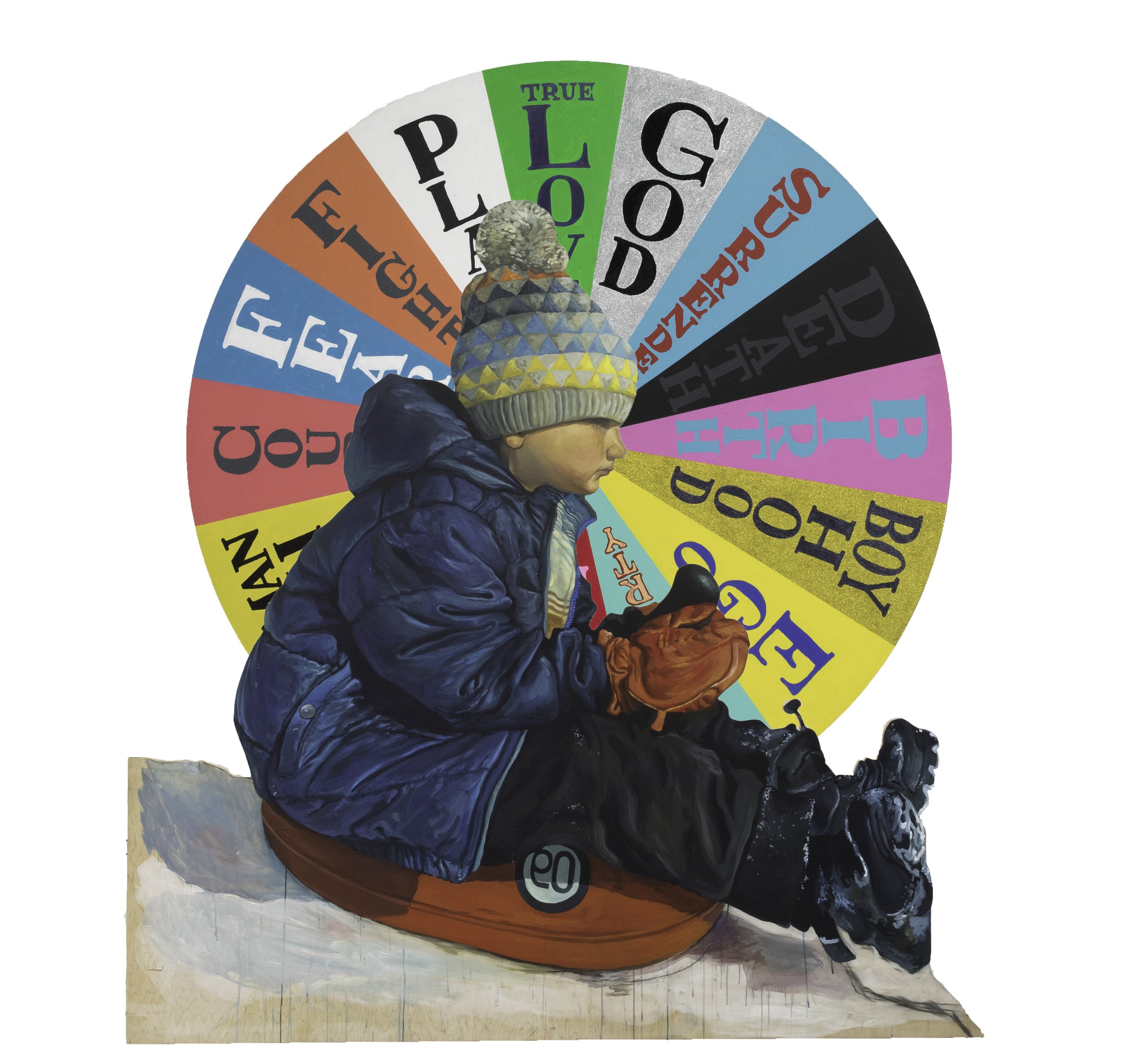  SCOTT AVETT  Wheel of Boy , 2022 oil on panel 87.5 x 84 inches   INQUIRE+  