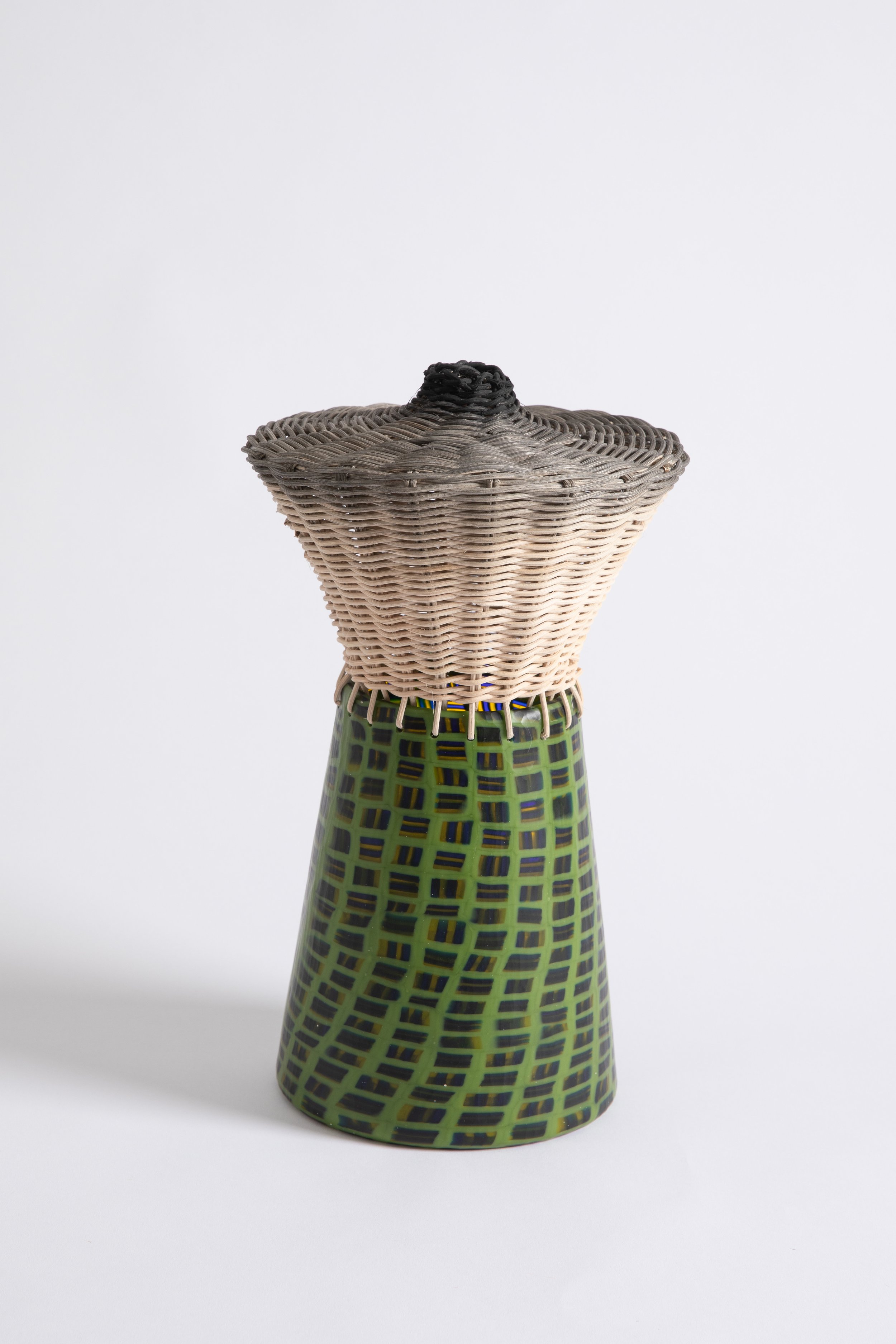  COREY PEMBERTON  Texture Study #2,  2026 blown glass, reed, and sumi ink 13 x 8 x 8 inches   INQUIRE+  