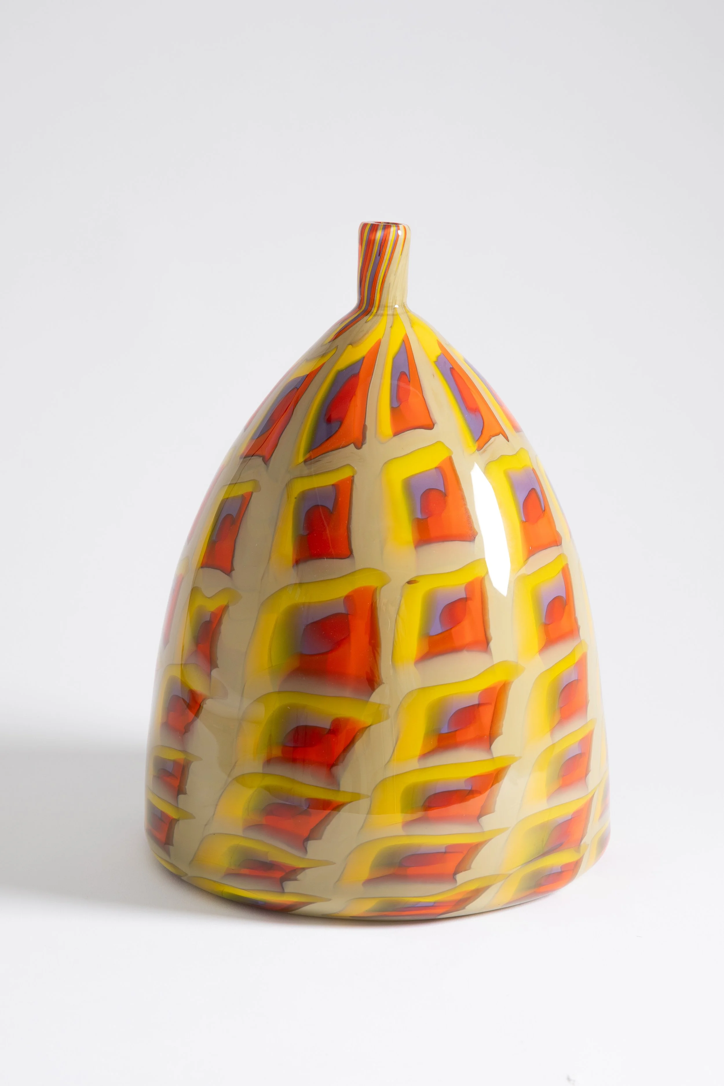  COREY PEMBERTON  Soft Log Cabin Jug,  2025 blown glass 14 x 10 x 10 inches   INQUIRE+  
