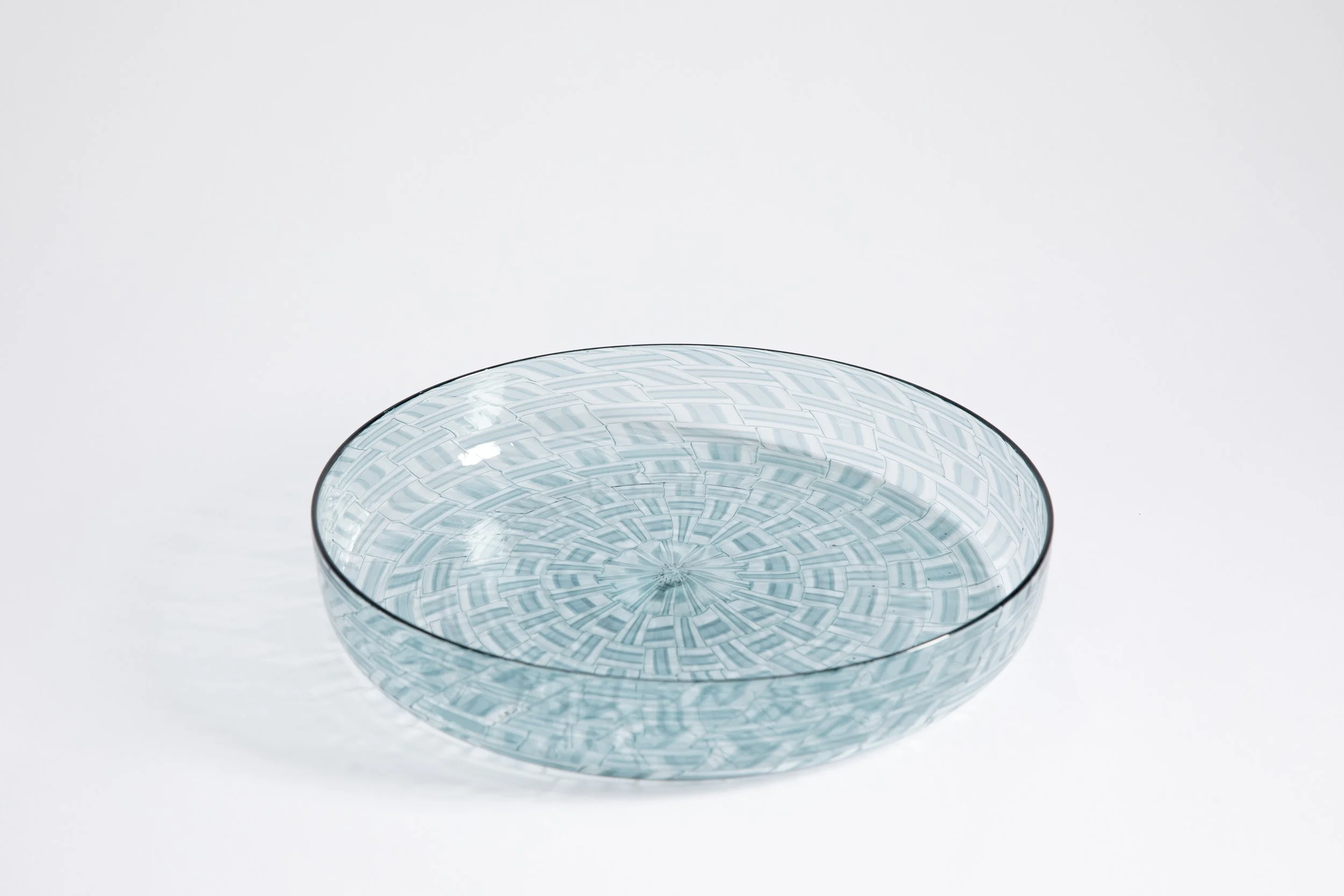  COREY PEMBERTON  Woven platter,  2023 blown glass 2 x 11.5 x 11.5 inches   INQUIRE+  