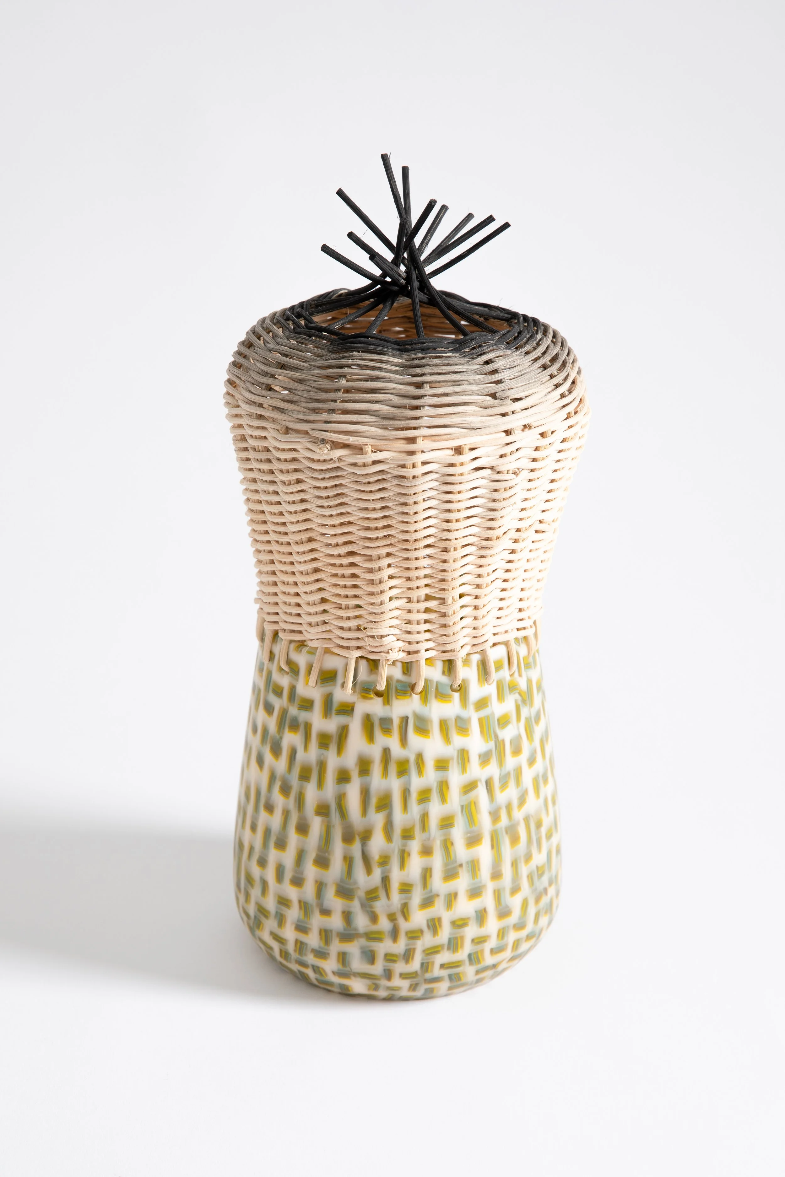  COREY PEMBERTON  Texture Study #3,  2026 blown glass, reed, and sumi ink 13 x 8 x 8 inches   INQUIRE+  
