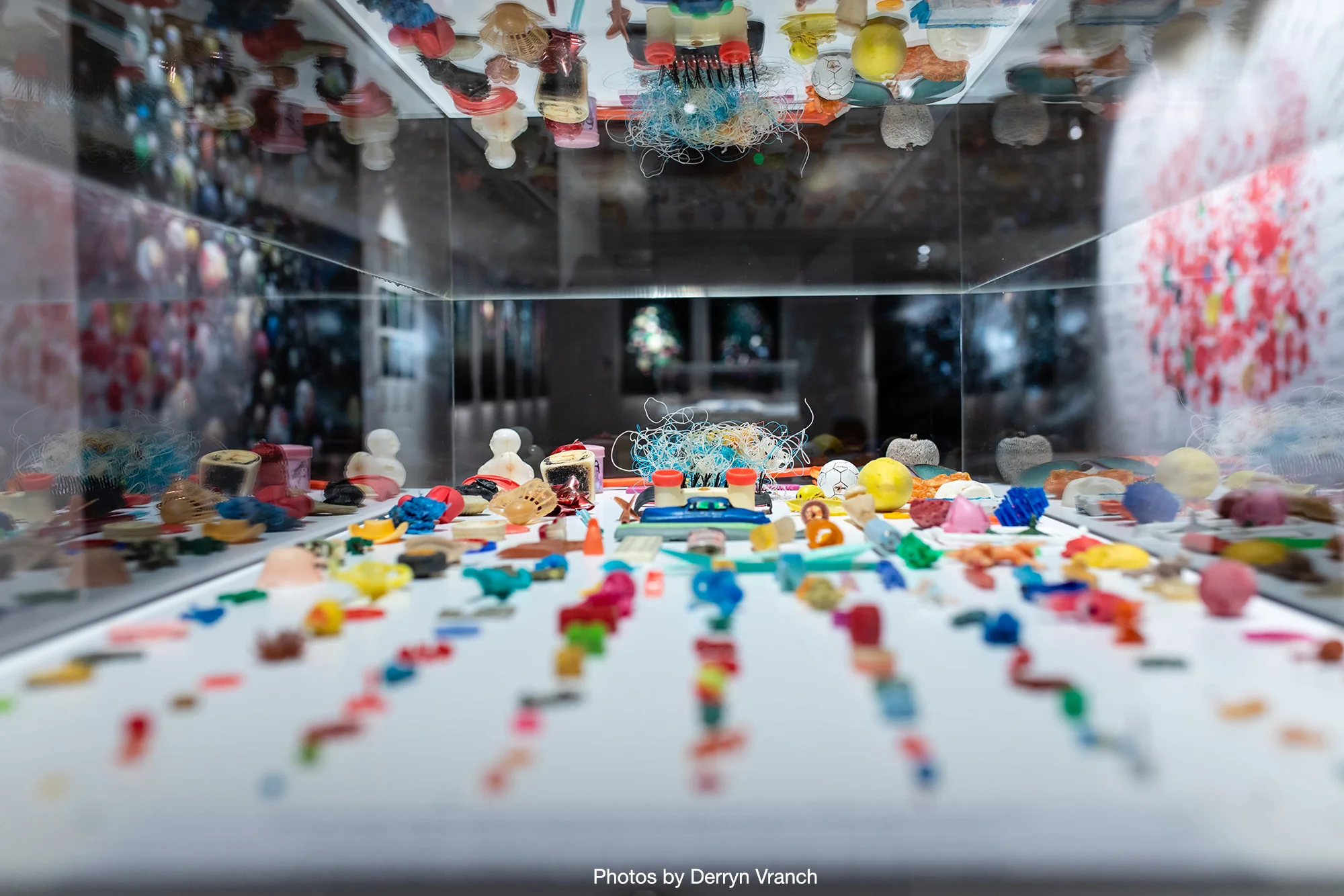 ‘OUR PLASTIC OCEAN’ - Impressions Gallery of Photography, England, United Kingdom, 28 June - 21 September 2019 Alongside photographs spanning the past 10 years, the exhibition includes part of Kamilo beach in Hawaii, that has been transported to the Impressions Gallery. Presented in a long vitrine re-creates this densely plastic polluted beach that borders the North Pacific Ocean, allowing the viewers to see first-hand plastic literally washed up by the tide, including containers bitten by sharks and turtles. Included for the first time in an exhibition, is a small collection of the actual 769 marine debris footballs that were recovered and posted from around the world by members of the public for the series, PENALTY - these are displayed in nets that hang from the ceiling to further engage with the series and issue. Also announced at the opening of this exhibition and presented for the first time, in collaboration with Stanford University, is the launch of the virtual reality experience, ‘Ripple: the unintended life of plastics in the sea’. This experience, which uses 4 images, allows my work to be viewed three dimensionally, and at 360 degrees, to encourage the viewer to become involved in an extraordinary way, and in a way that perhaps a print is not able to do.