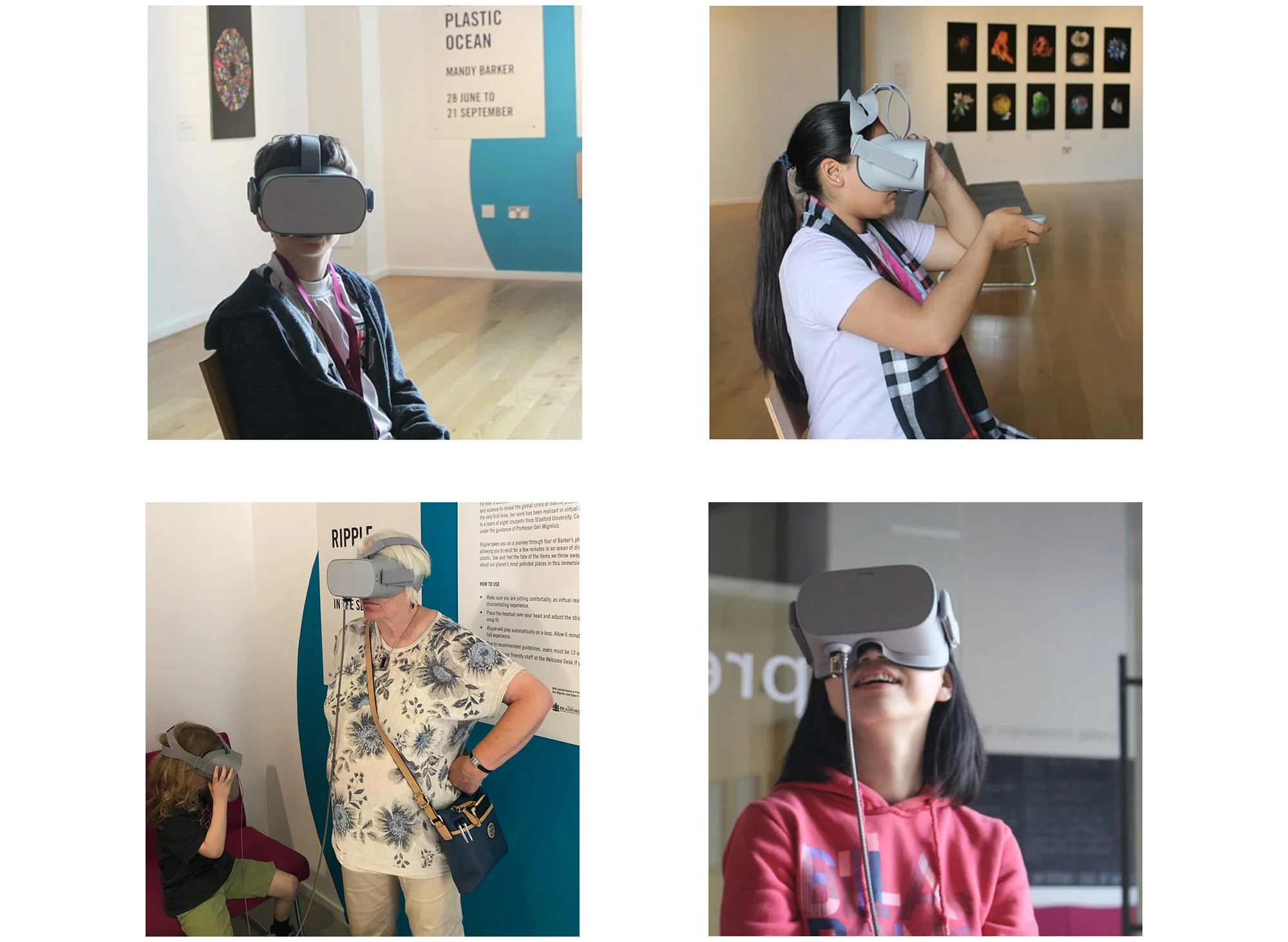 The virtual reality experience was first experienced as part of the exhibition, OUR PLASTIC OCEAN, at Impressions Gallery, England from 28 June – 21 September 2019 .