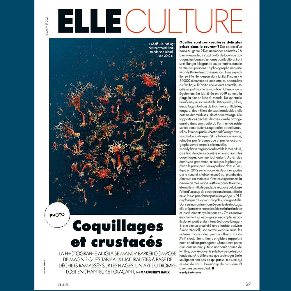 ELLE Magazine France 'Les dechets de la mer au tableau' 22 January 2021