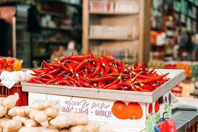 Chillies on a market in Bali. They made the MOST DELICIOUS Babi Guling!
