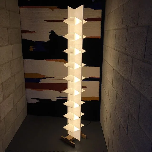 The new Tapermoon Sky floor lamp by @zeed_ventures with Heartbeats Rug by @watsonsoule as a backdrop. #paperlight #tapermoonsky #heartbeats #rug #rugs! #canadiandesign #madeintoronto #madeincanada