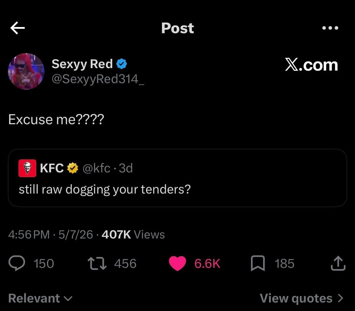 when sexxy red qt my kfc tweet