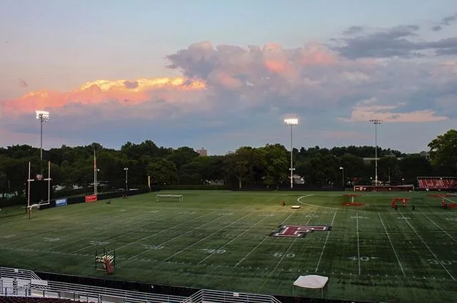 Happy Friday! Missing these Friday night lights... nothing beats a Fordham sunset. #fordhamuniversity #friday #sunset #tgif