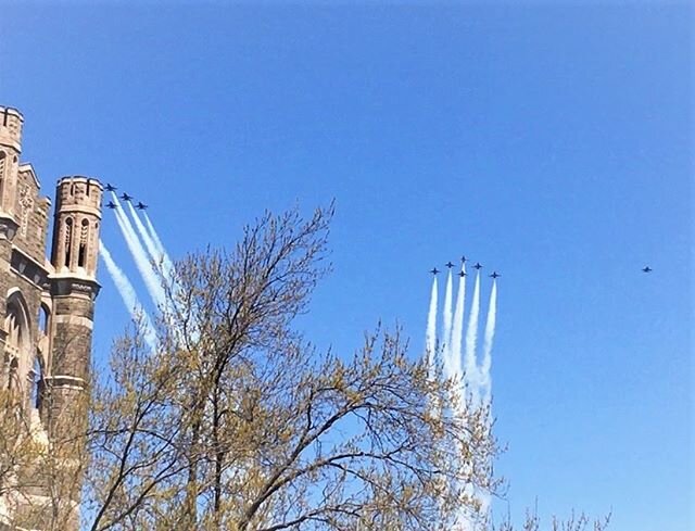 Blue Angels and Thunderbirds flying over Keating in a tribute to coronavirus frontline workers. Thank you to Fr. Cunningham for capturing this amazing scene.