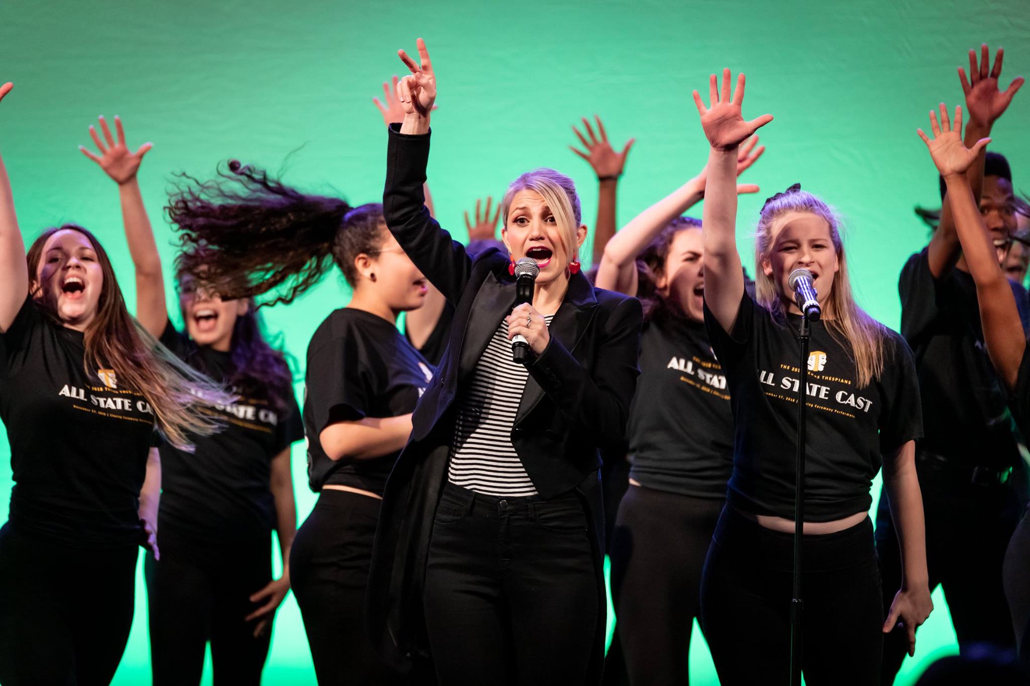 Annaleigh Ashford on stage with all state cast.jpg