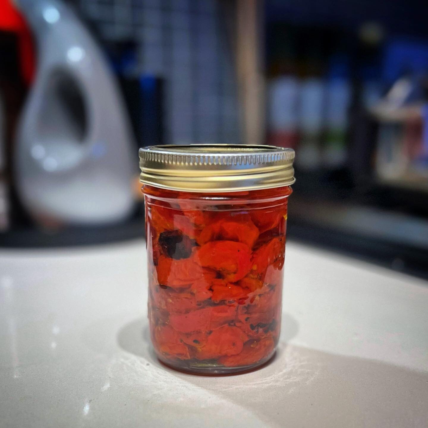 Roasted Cherry Tomatoes in Basil Olive Oil w/ @canadianseasalt Dishes to follow! #pasta #crostini #charcuterieboard