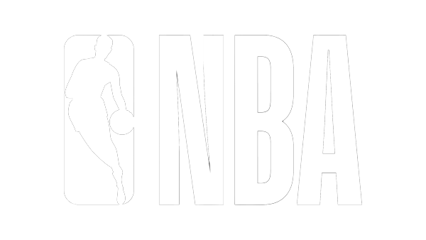 NBA logo with silhouette of basketball player dribbling a ball